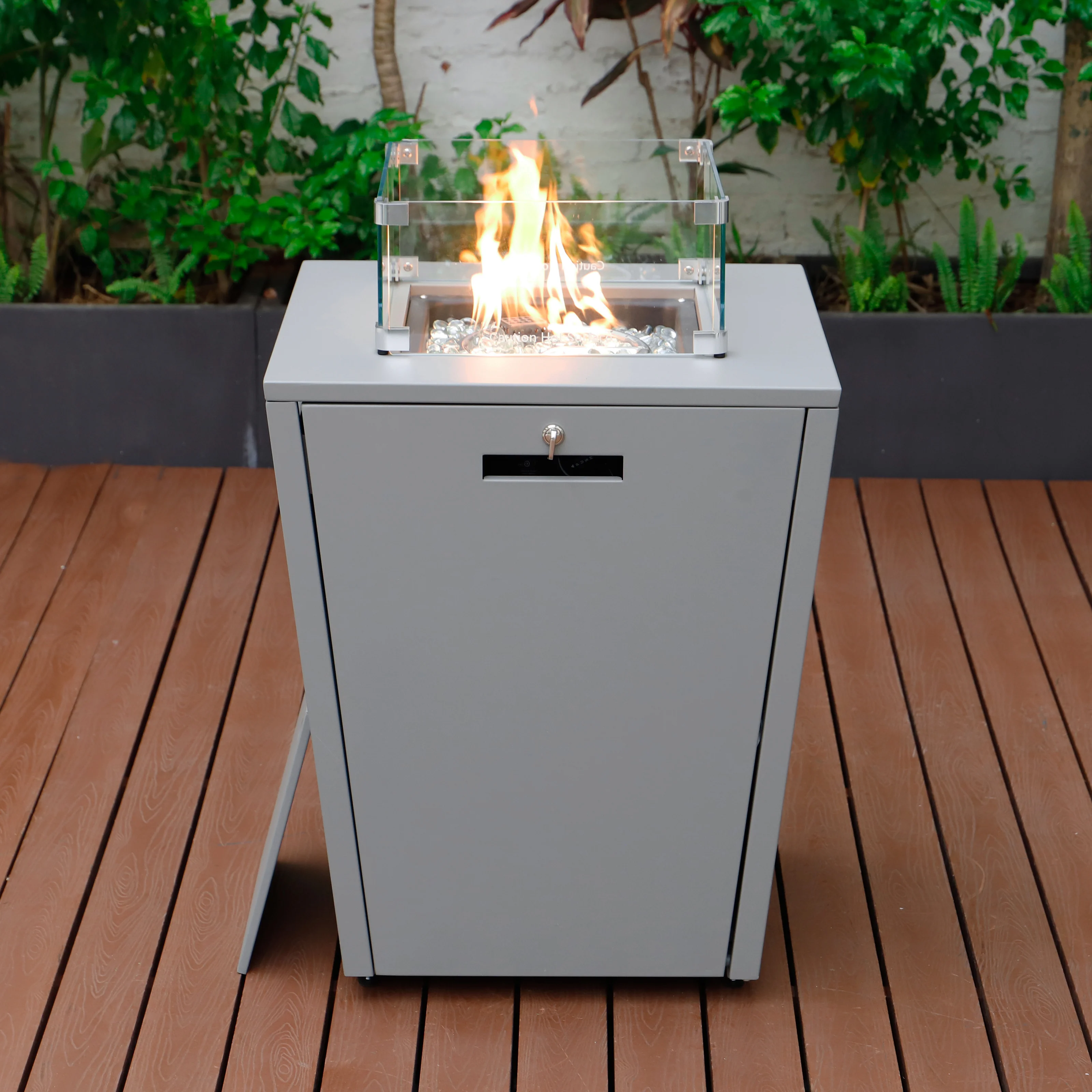 Marlin Modern Aluminum Outdoor Patio Chaise Lounge Chair Set of 2 with Square Fire Pit Side Table Perfect for Patio, Lawn, and Garden