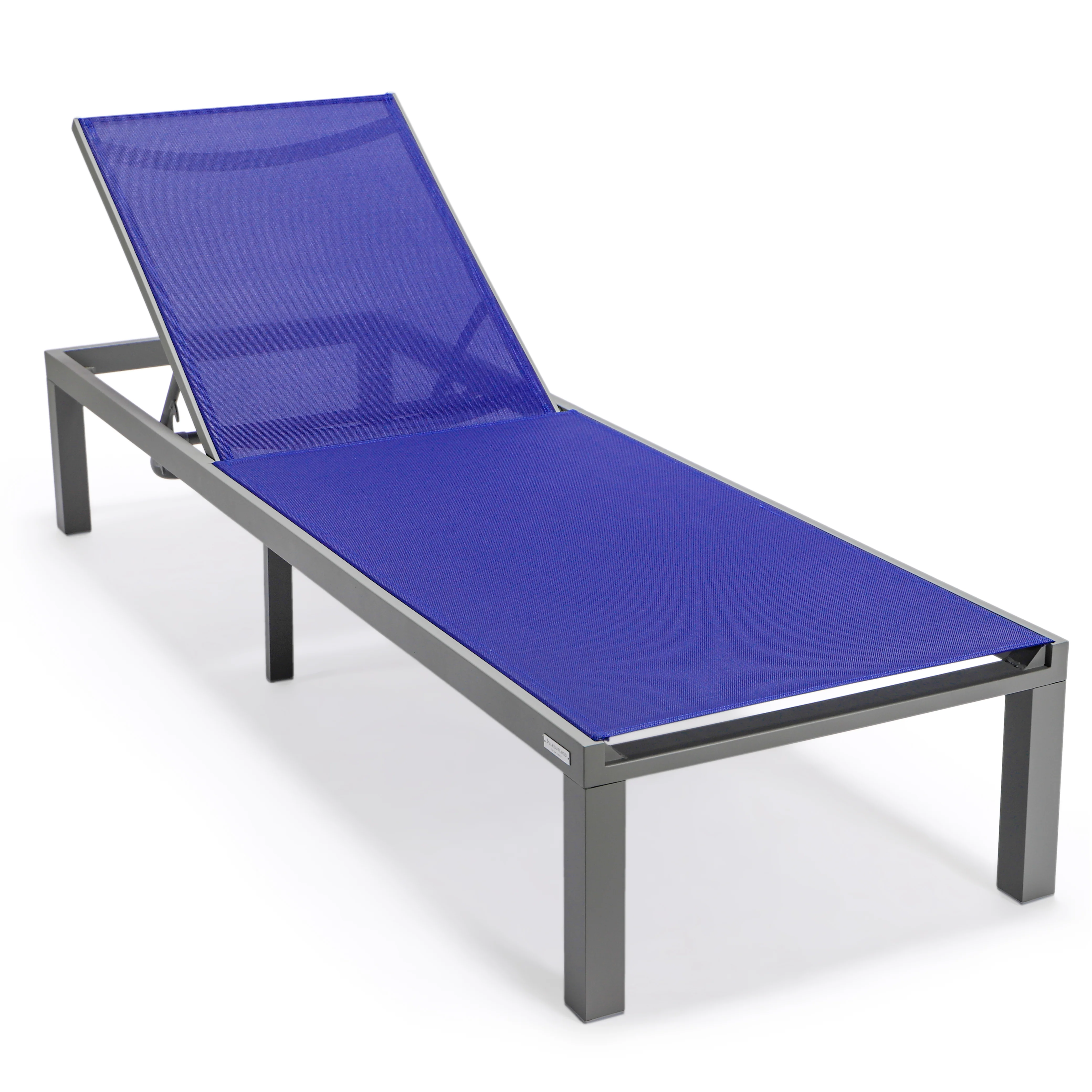 Marlin Modern Grey Aluminum Outdoor Patio Chaise Lounge Chair with Square Fire Pit Side Table Perfect for Patio, Lawn, and Garden