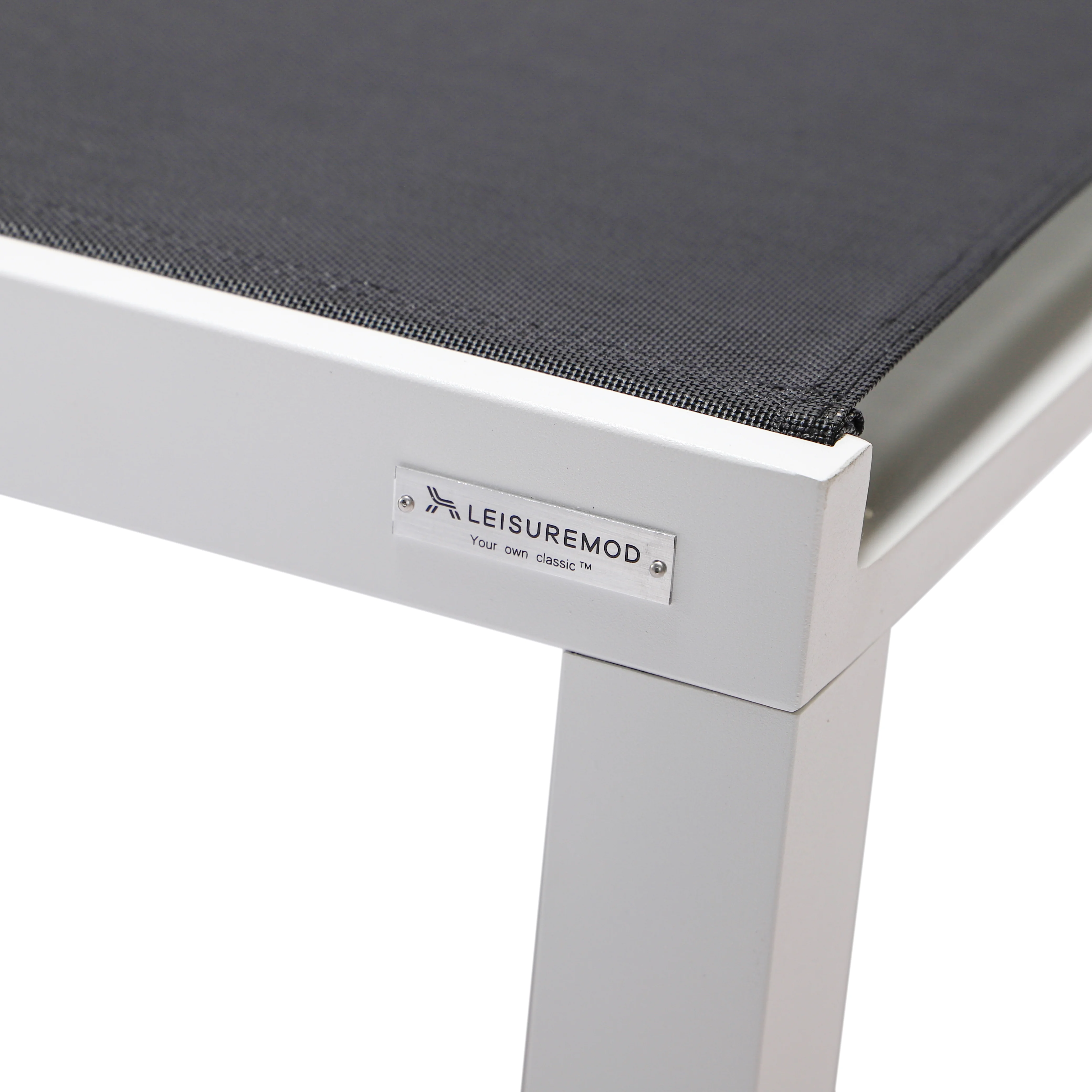 Marlin Patio Chaise Lounge Chair With White Aluminum Frame, Set of 2 in Black