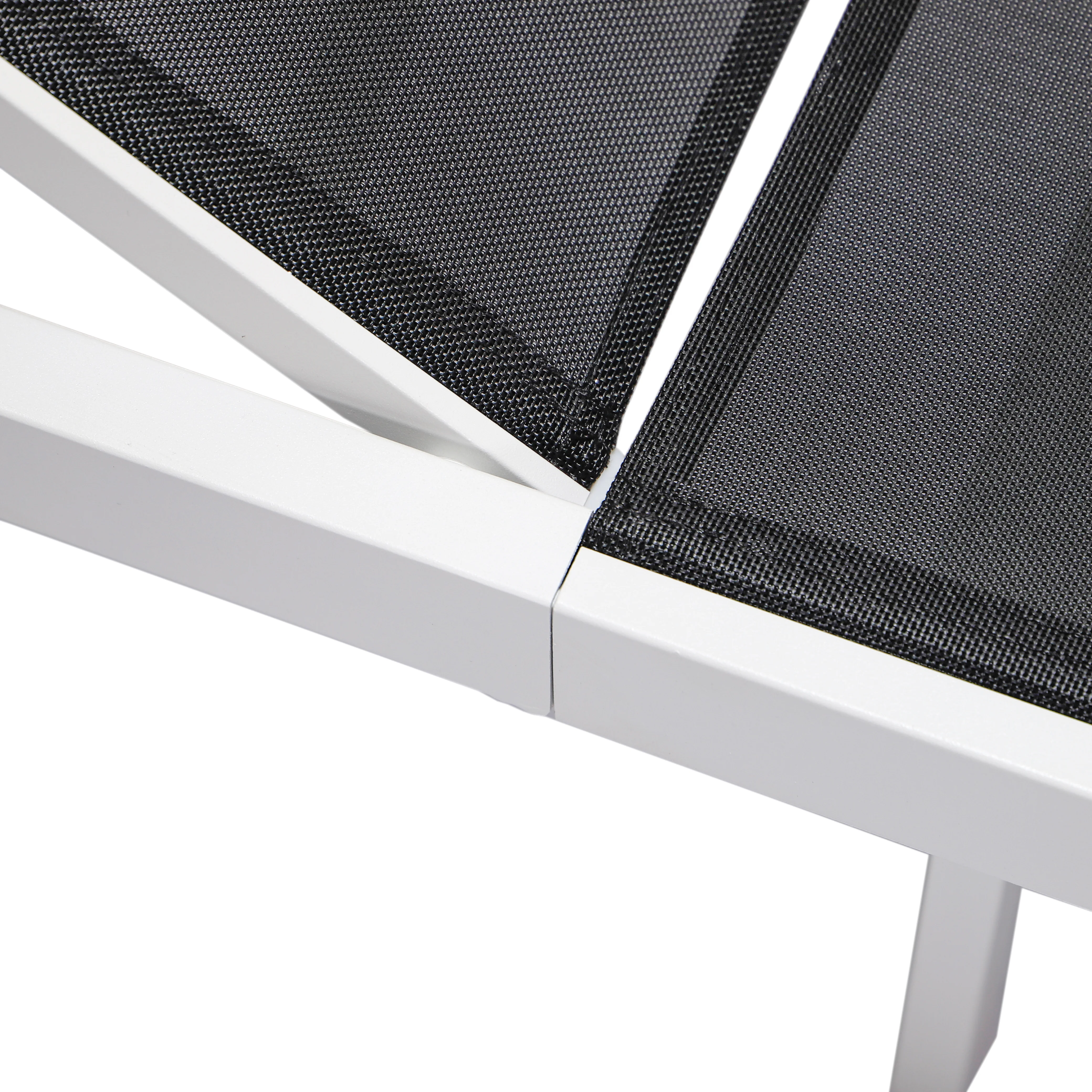 Marlin Patio Chaise Lounge Chair With White Aluminum Frame, Set of 2 in Black