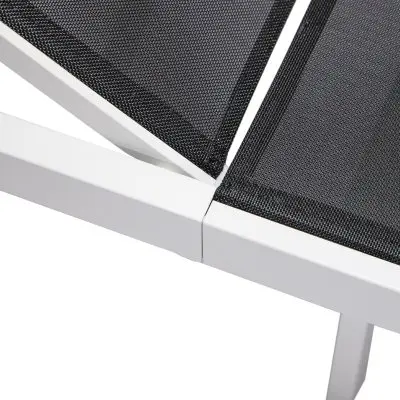 Marlin Patio Chaise Lounge Chair With White Aluminum Frame, Set of 2 in Black