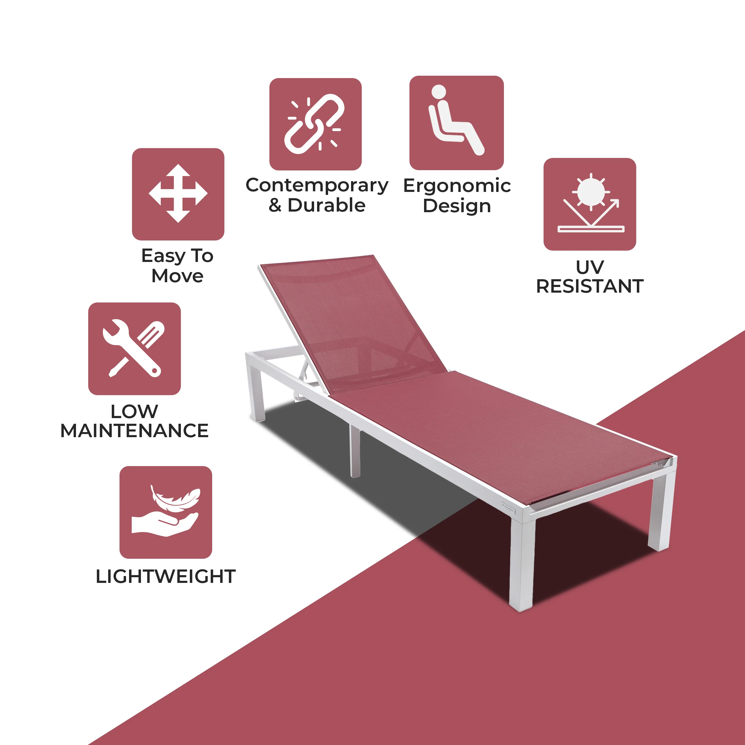 Marlin Patio Chaise Lounge Chair With White Aluminum Frame