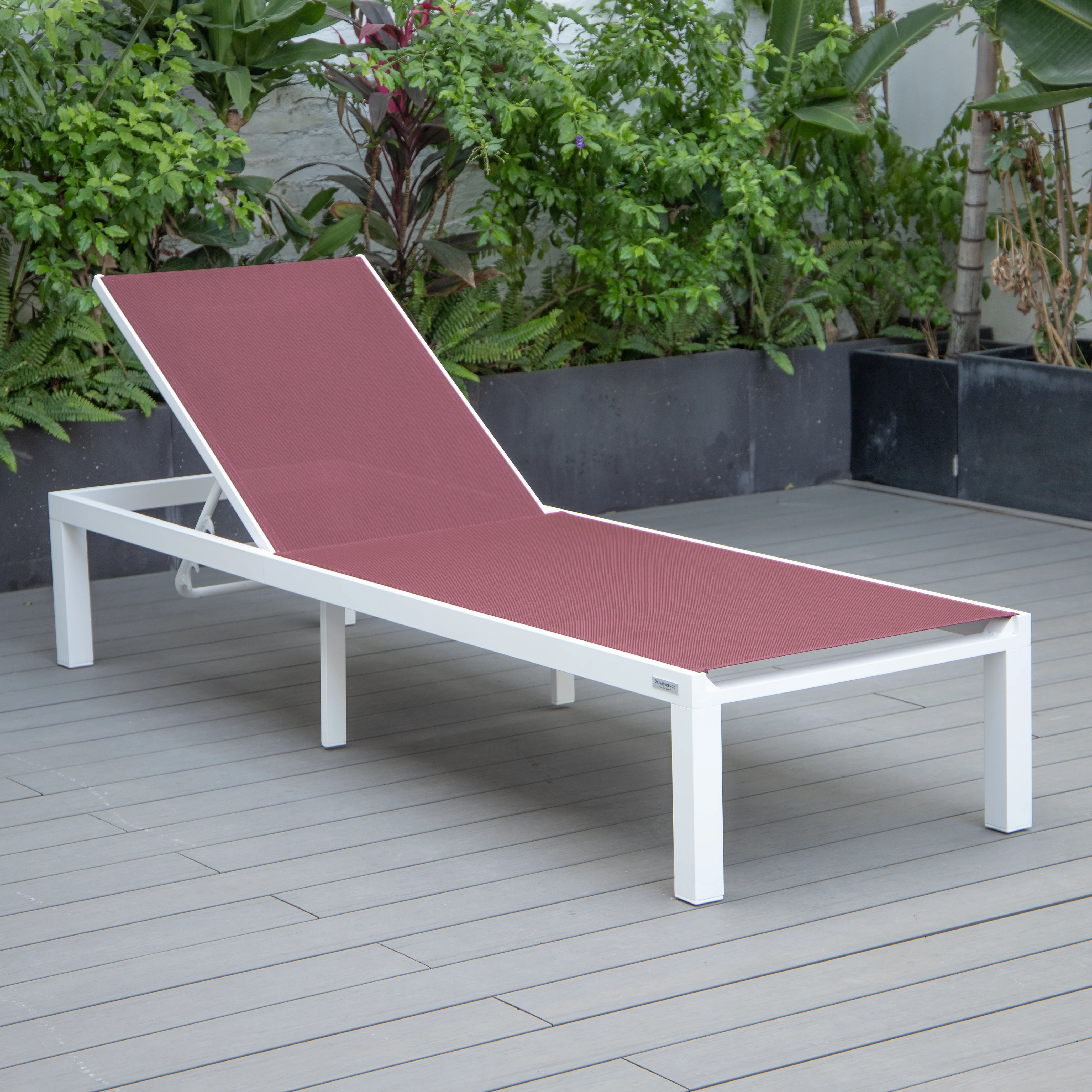 Marlin Patio Chaise Lounge Chair With White Aluminum Frame
