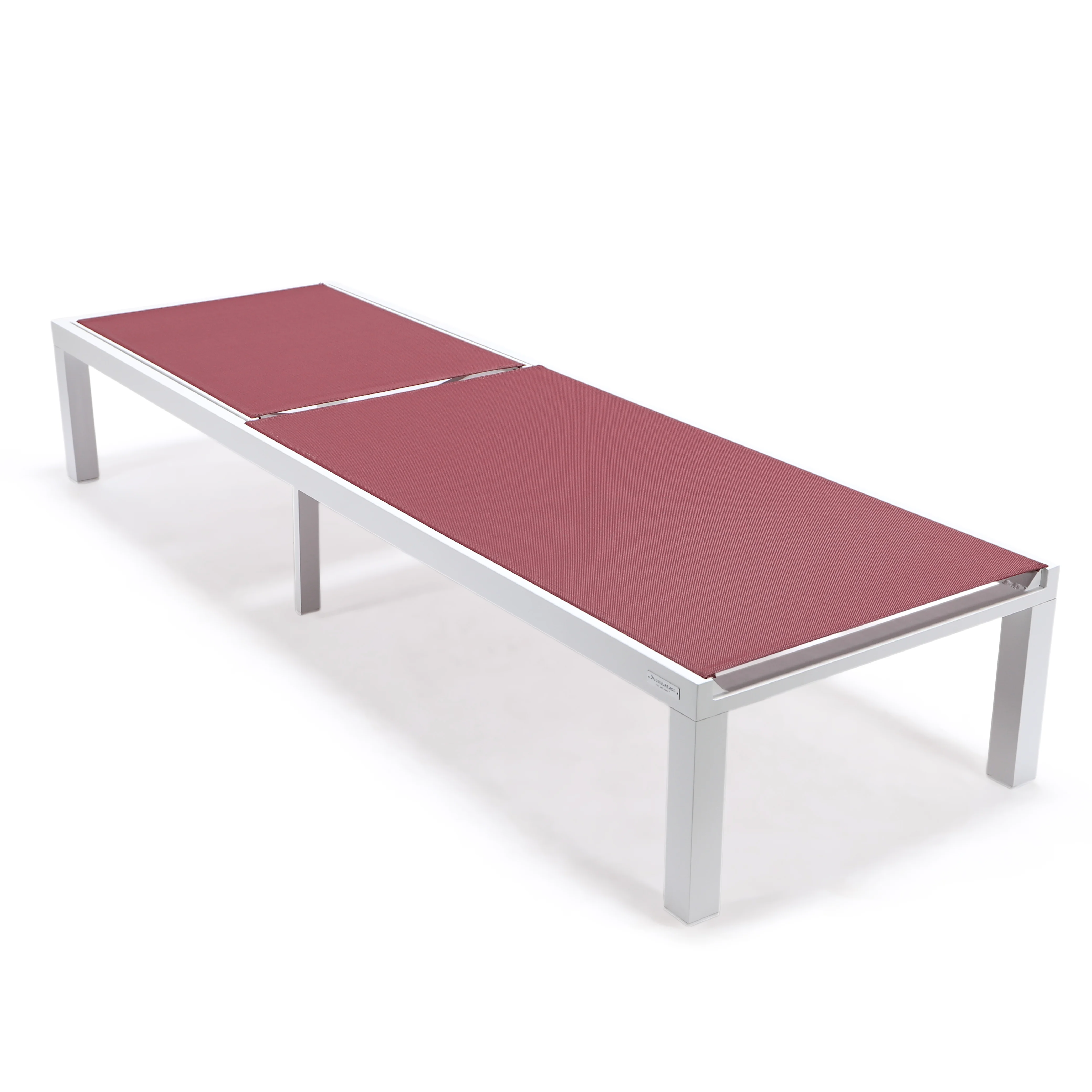 Marlin Patio Chaise Lounge Chair With White Aluminum Frame, Set of 2 in Burgundy