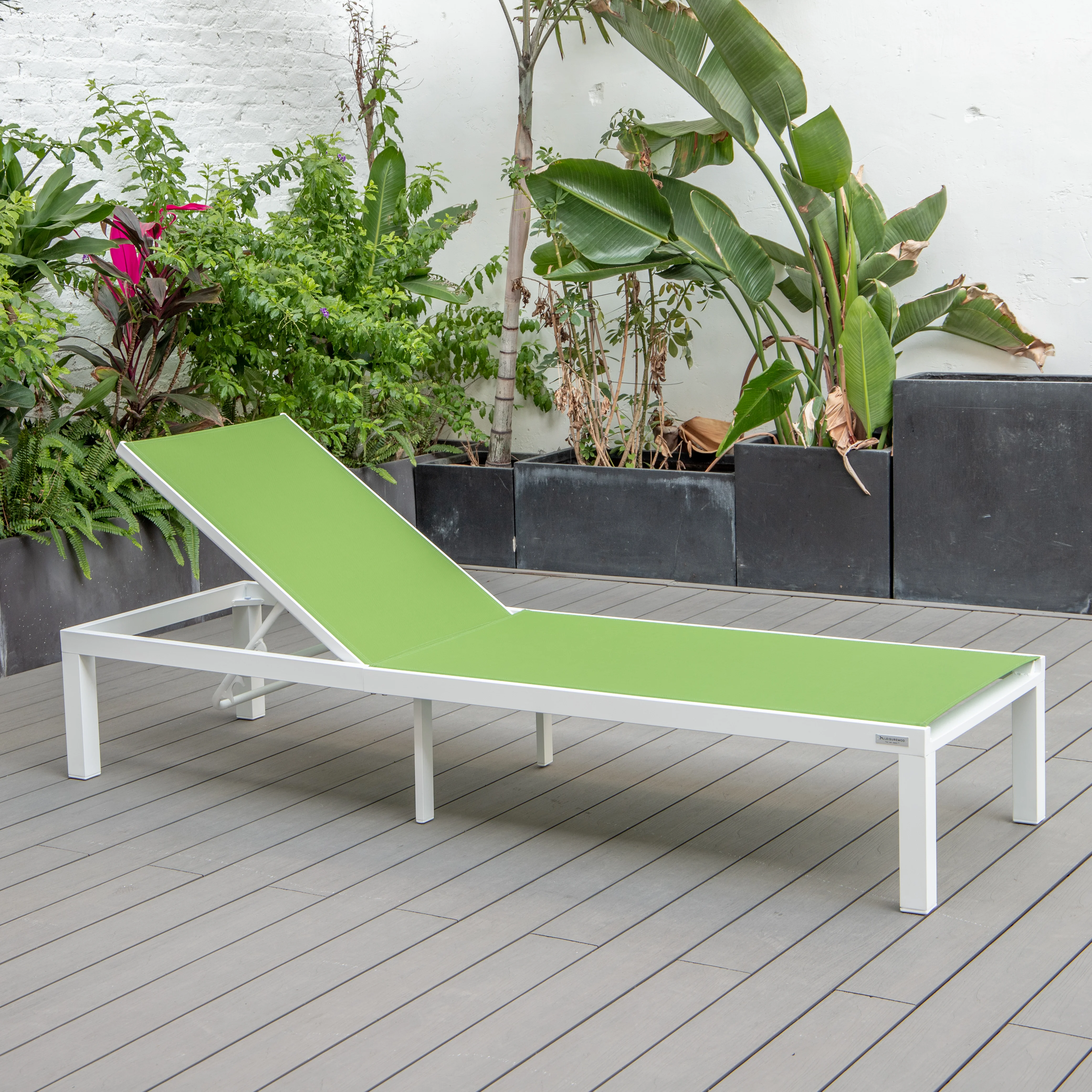 Marlin Patio Chaise Lounge Chair With White Aluminum Frame