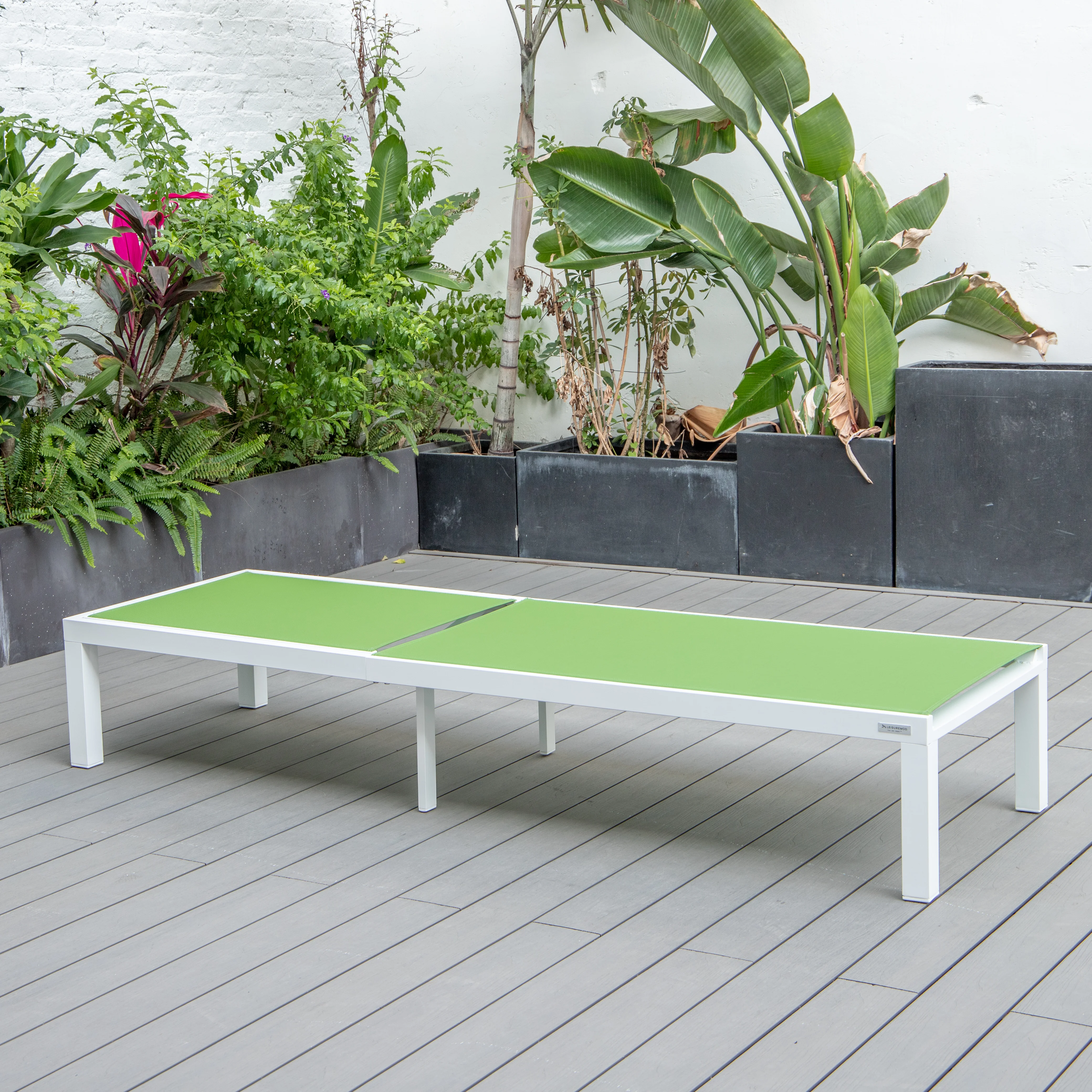 Marlin Patio Chaise Lounge Chair With White Aluminum Frame