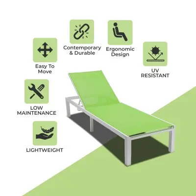 Marlin Patio Chaise Lounge Chair With White Aluminum Frame