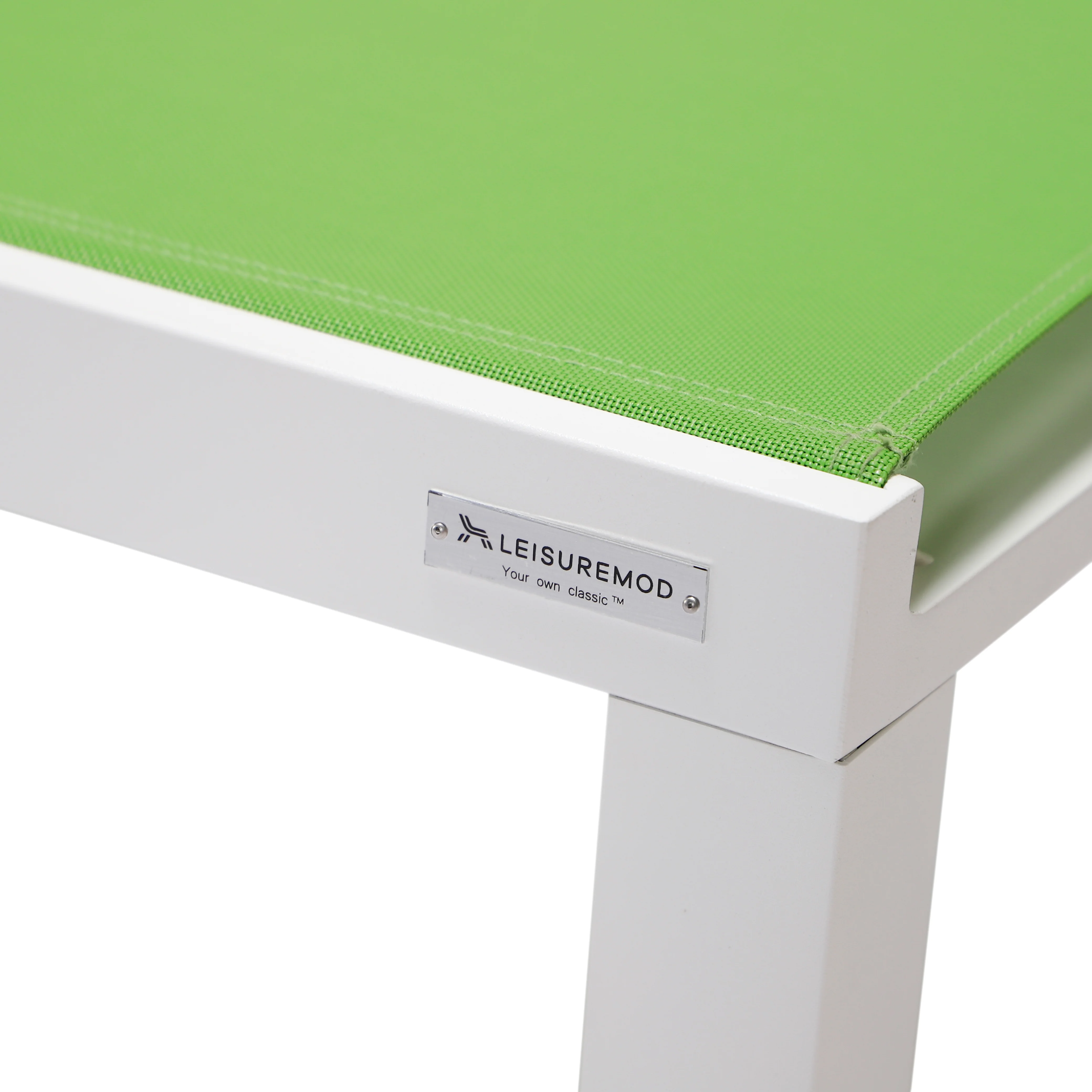 Marlin Patio Chaise Lounge Chair With White Aluminum Frame, Set of 2 in Green