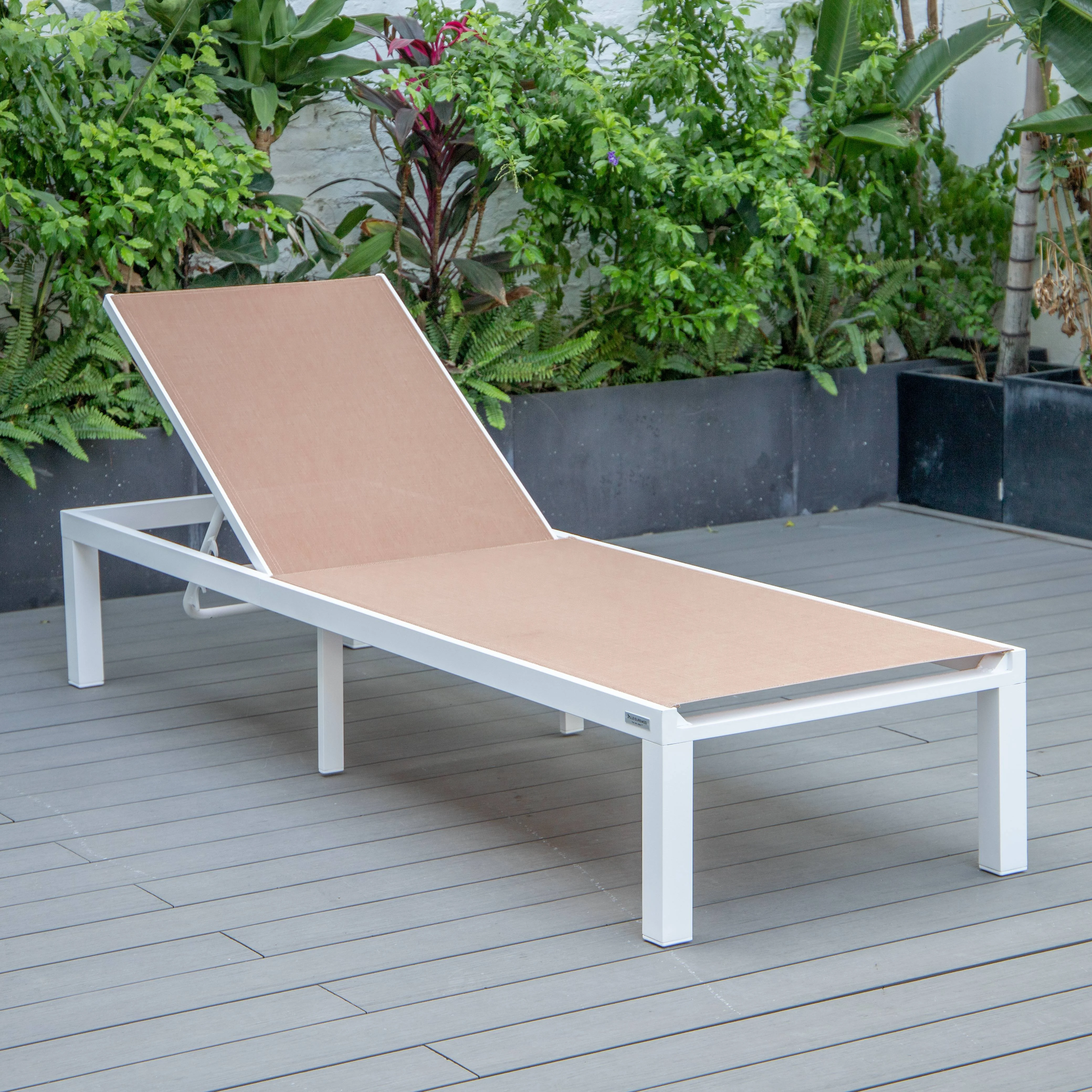 Marlin Patio Chaise Lounge Chair With White Aluminum Frame