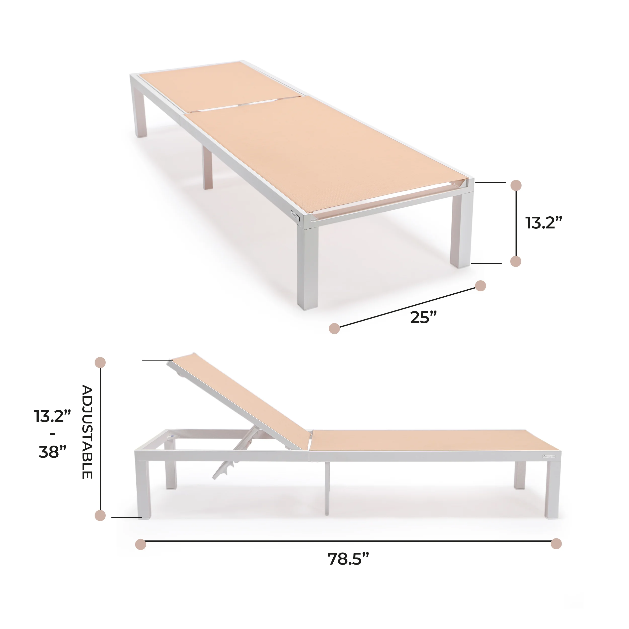 Marlin Patio Chaise Lounge Chair With White Aluminum Frame