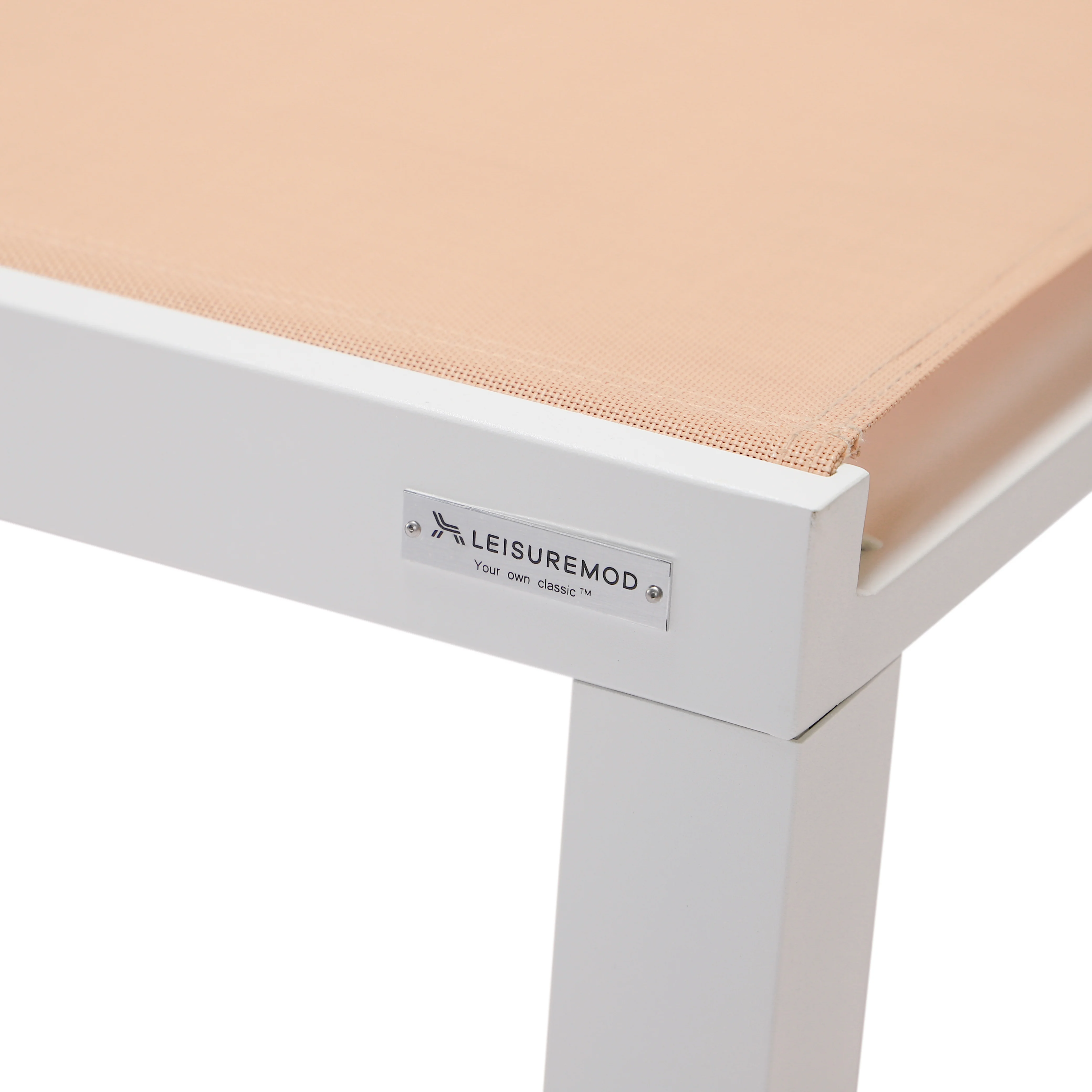 Marlin Patio Chaise Lounge Chair With White Aluminum Frame, Set of 2 in Light Brown