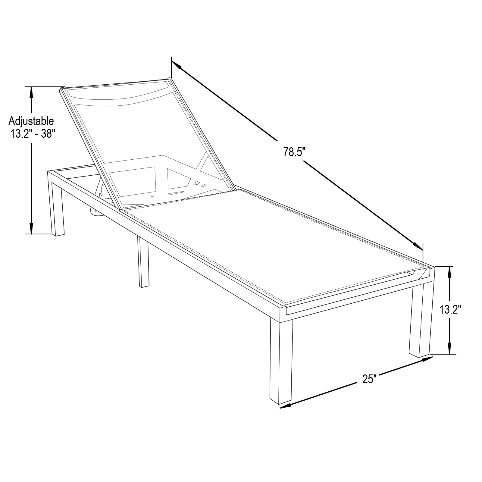 Marlin Patio Chaise Lounge Chair With White Aluminum Frame