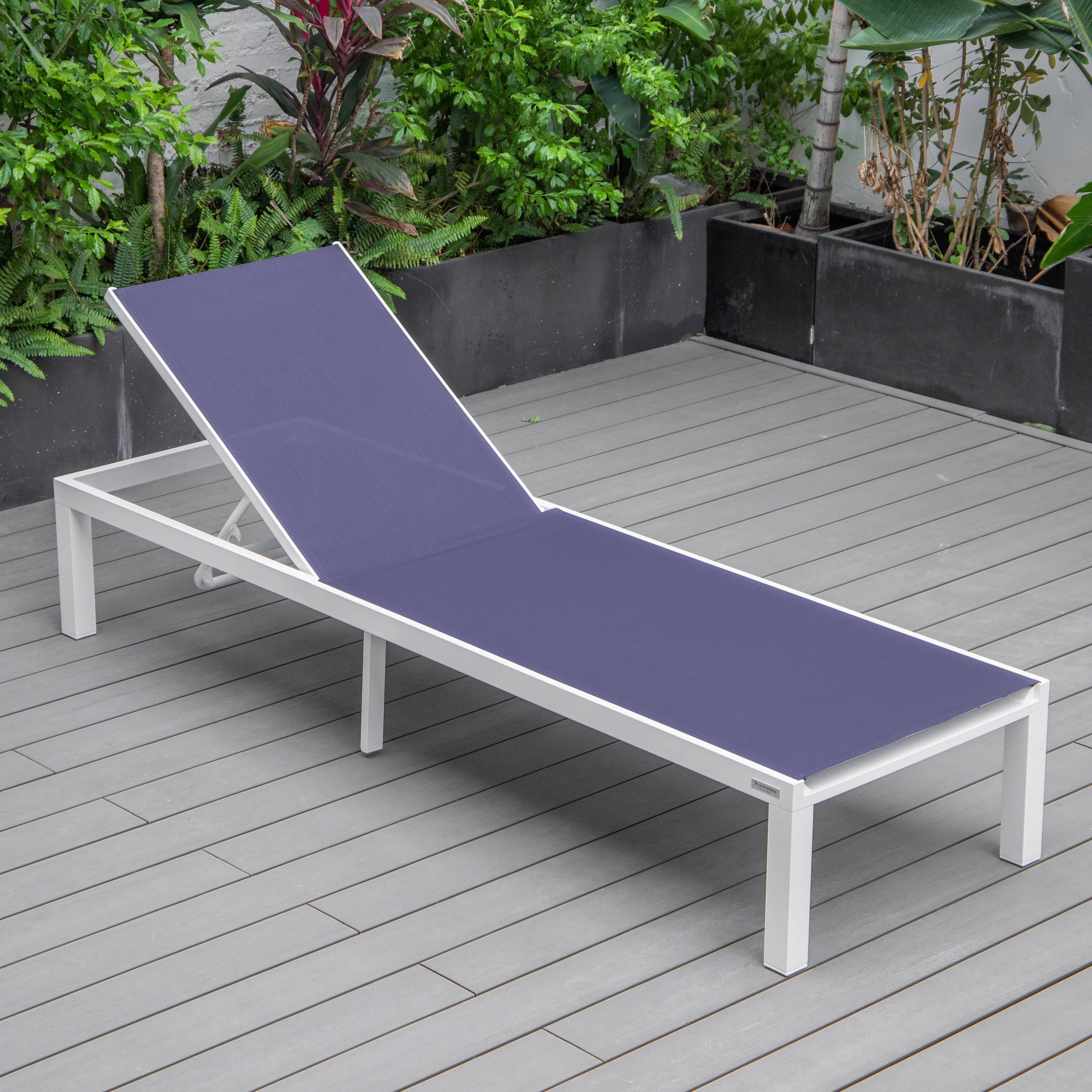 Marlin Patio Chaise Lounge Chair With White Aluminum Frame