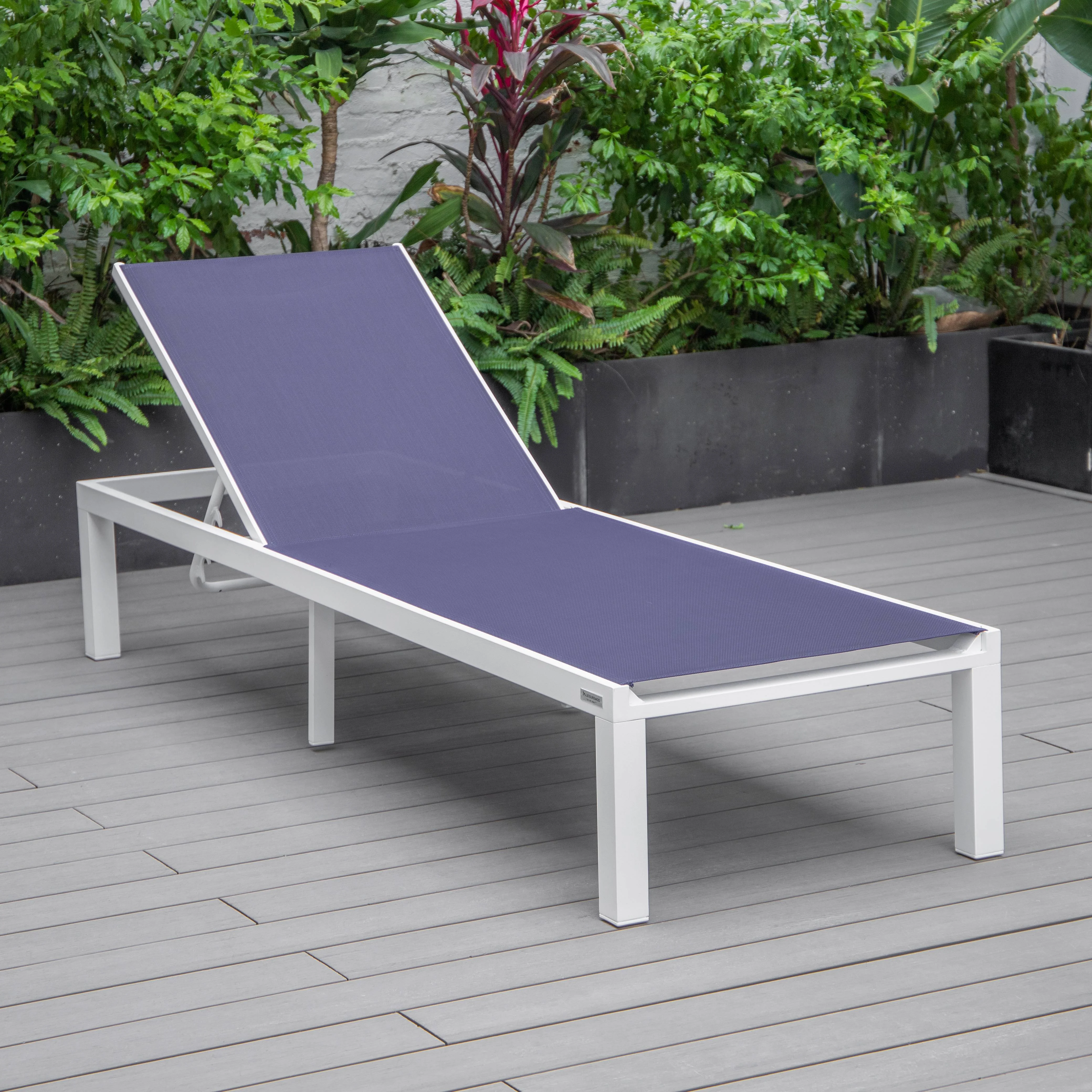 Marlin Patio Chaise Lounge Chair With White Aluminum Frame