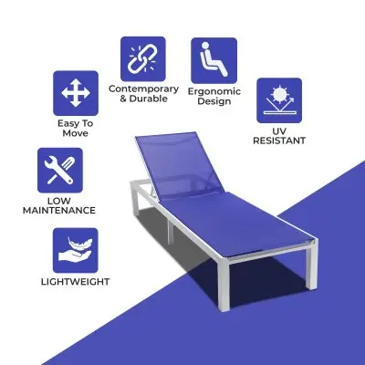 Marlin Patio Chaise Lounge Chair With White Aluminum Frame