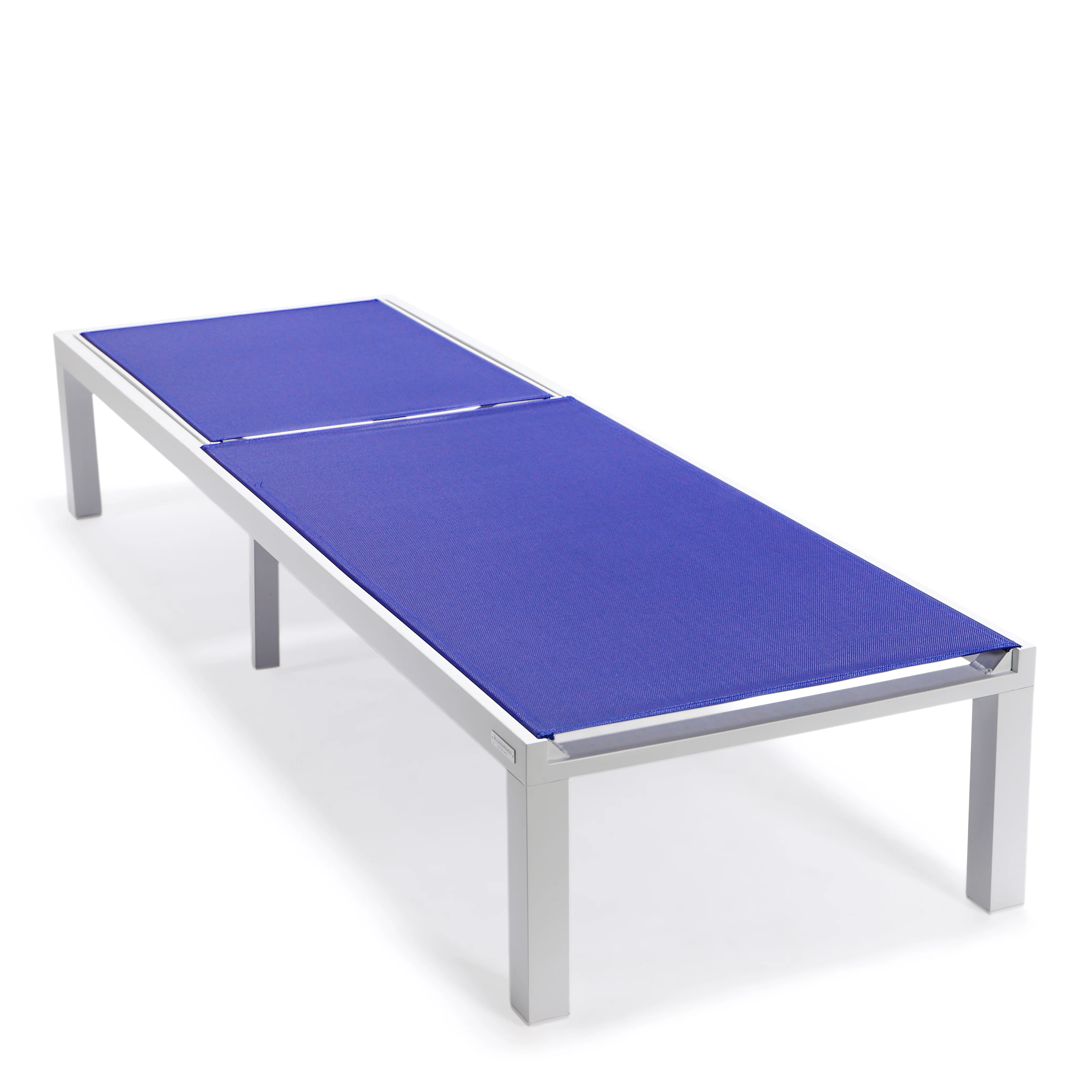 Marlin Patio Chaise Lounge Chair With White Aluminum Frame, Set of 2 in Navy Blue