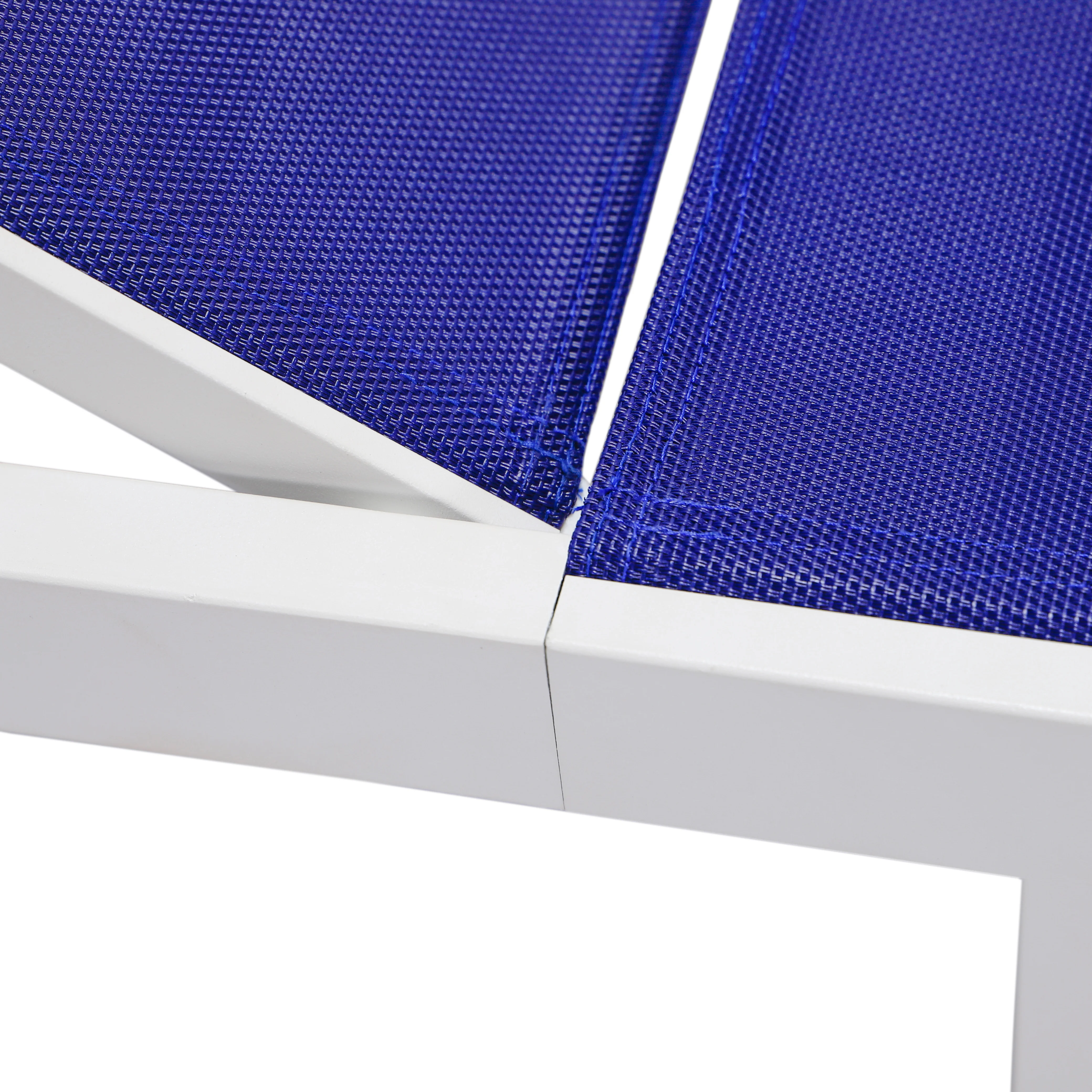 Marlin Patio Chaise Lounge Chair With White Aluminum Frame, Set of 2 in Navy Blue