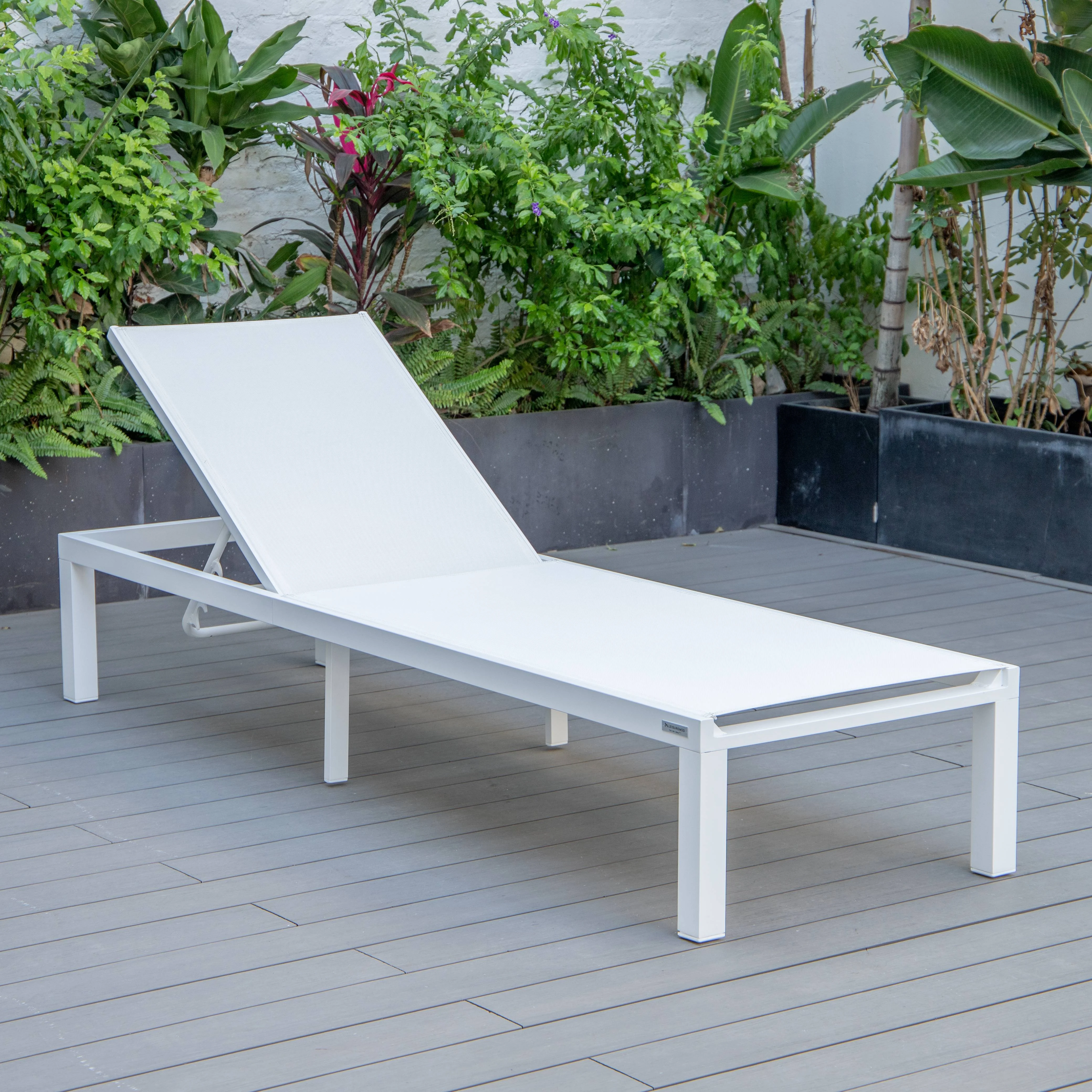 Marlin Patio Chaise Lounge Chair With White Aluminum Frame