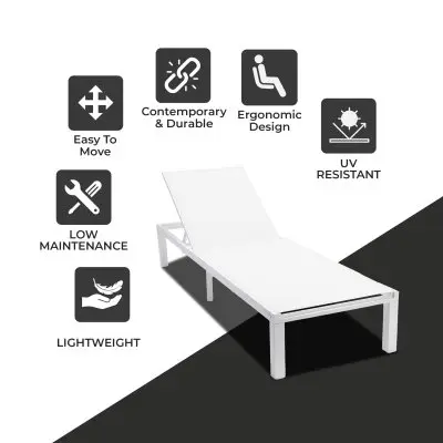 Marlin Patio Chaise Lounge Chair With White Aluminum Frame