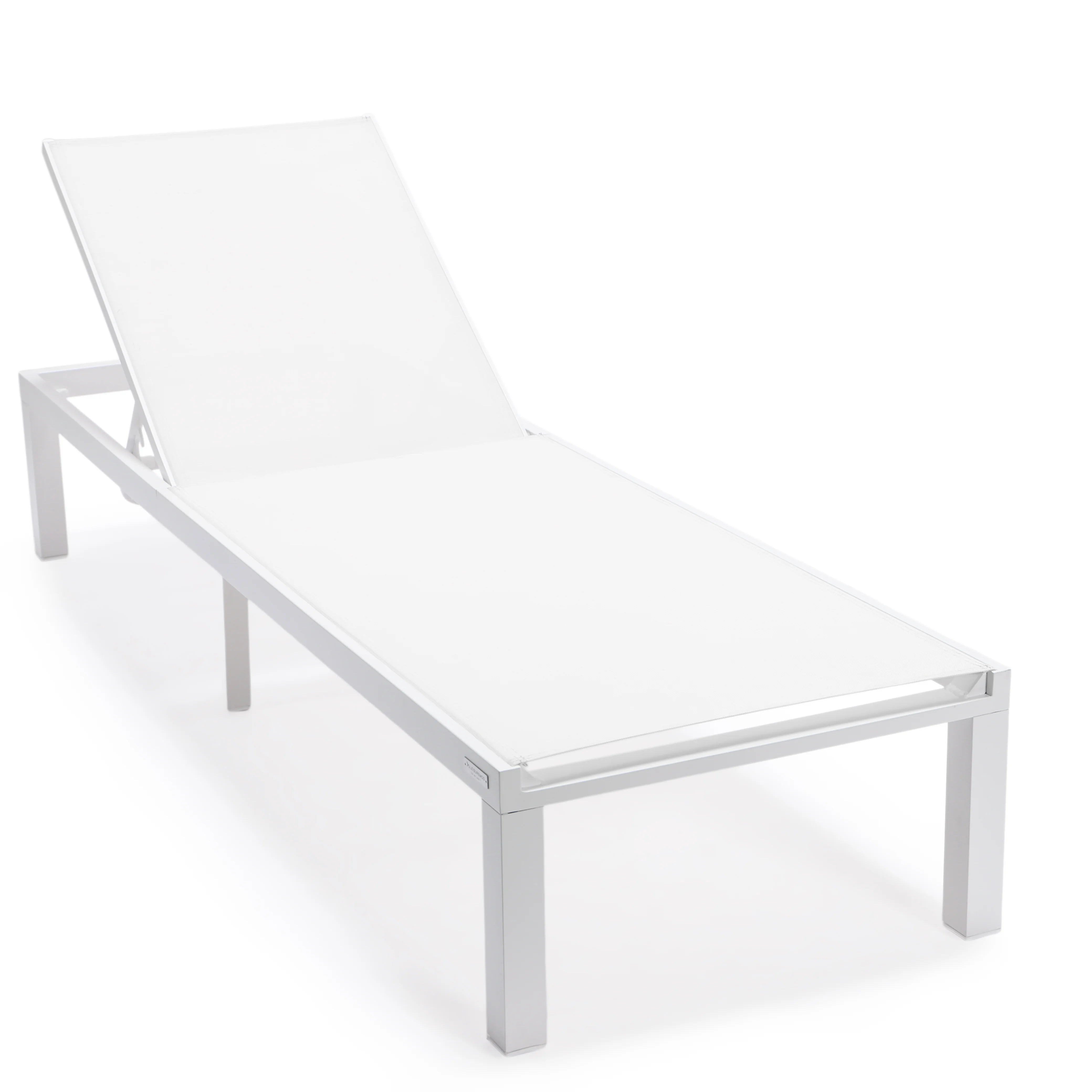 Marlin Patio Chaise Lounge Chair With White Aluminum Frame, Set of 2 in White