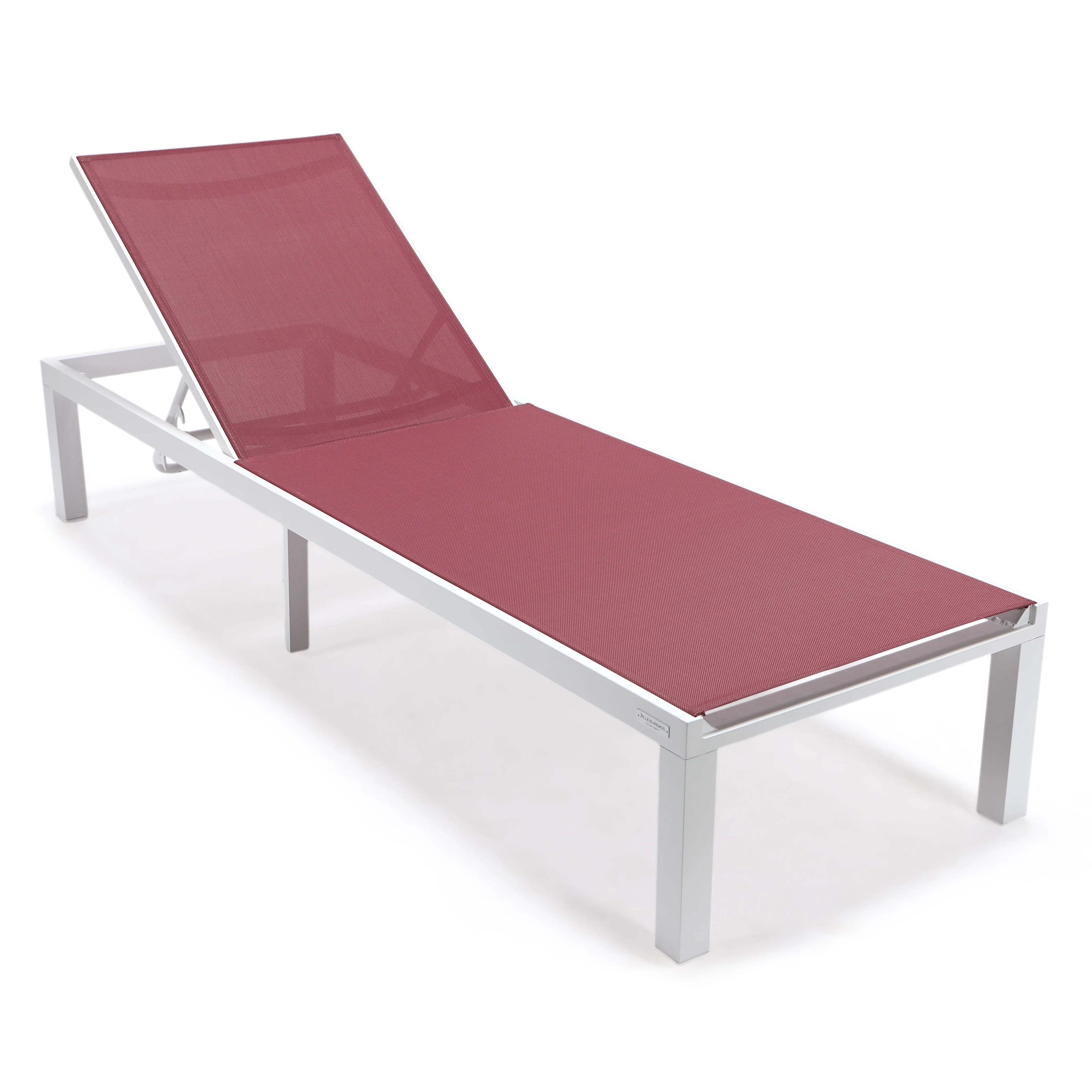 Marlin Modern White Aluminum Outdoor Patio Chaise Lounge Chair with Square Fire Pit Side Table Perfect for Patio, Lawn, and Garden