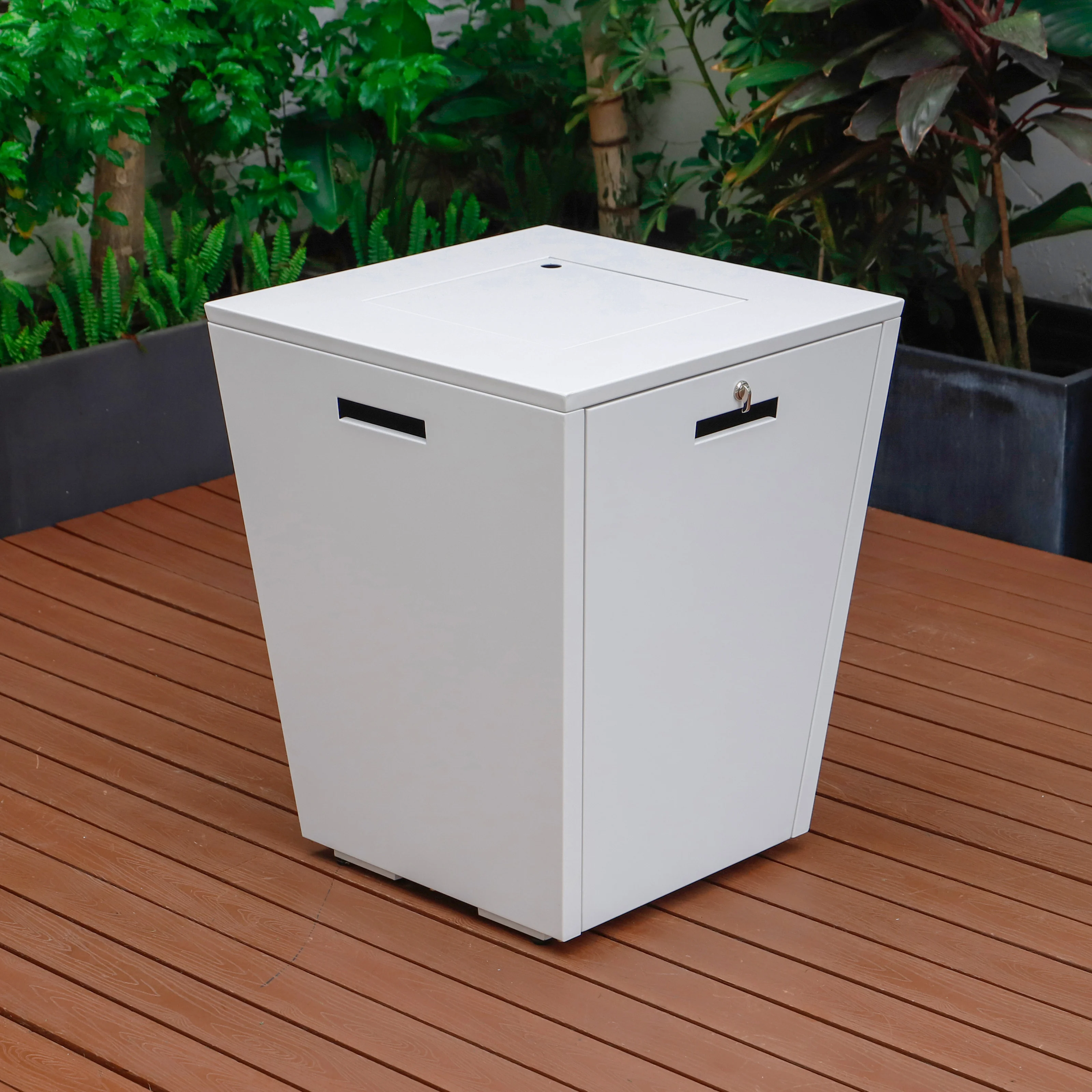 Marlin Modern Aluminum Outdoor Patio Chaise Lounge Chair Set of 2 with Square Fire Pit Side Table Perfect for Patio, Lawn, and Garden