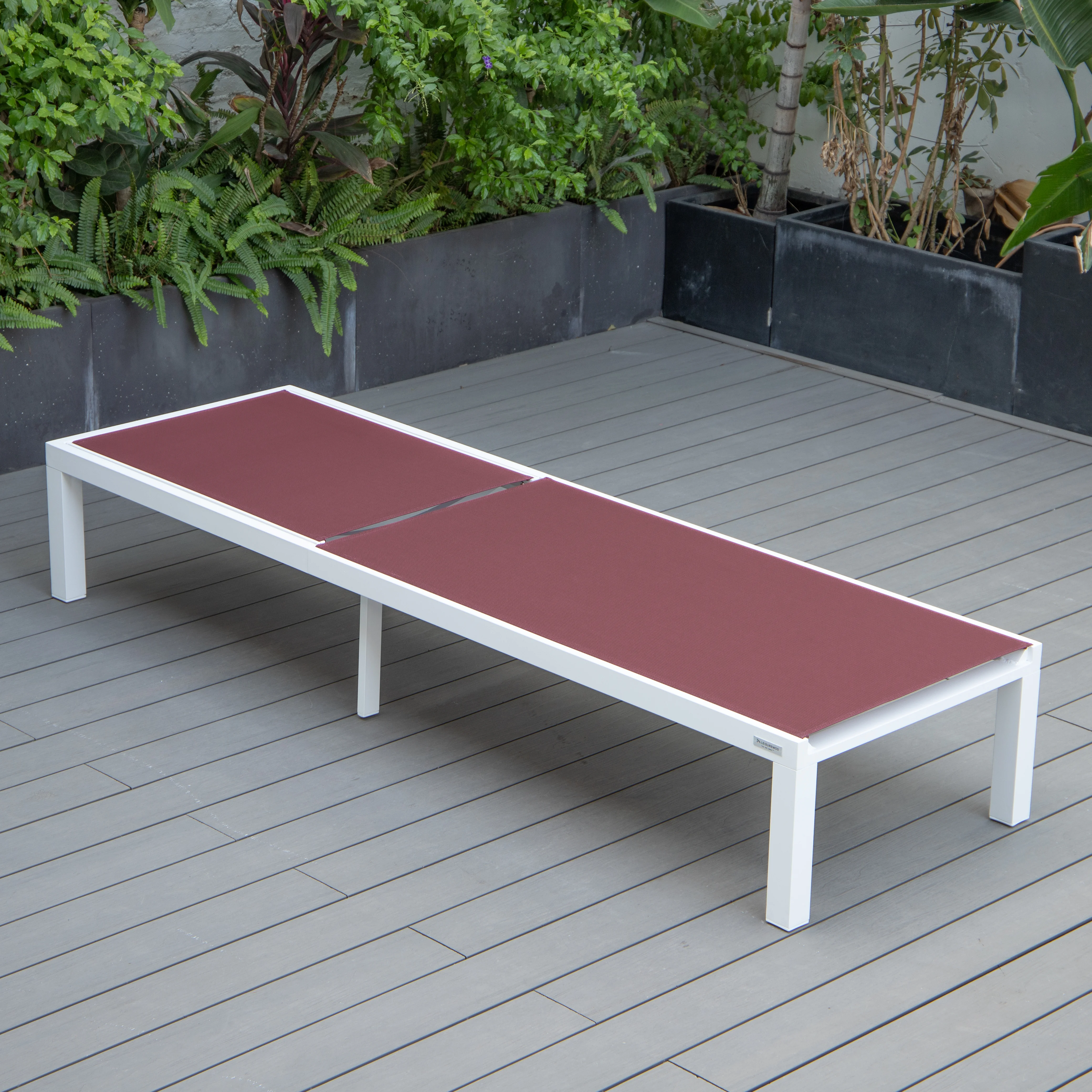 Marlin Modern Aluminum Outdoor Patio Chaise Lounge Chair Set of 2 with Square Fire Pit Side Table Perfect for Patio, Lawn, and Garden