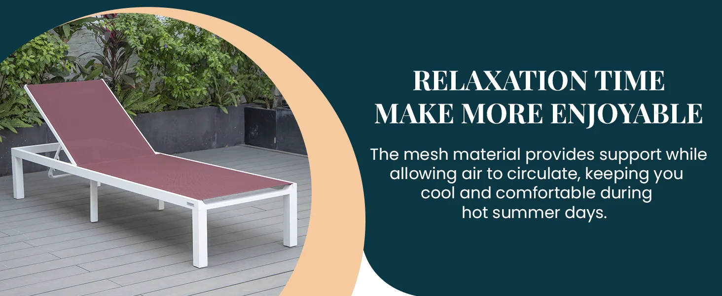 Marlin Modern Aluminum Outdoor Patio Chaise Lounge Chair Set of 2 with Square Fire Pit Side Table Perfect for Patio, Lawn, and Garden