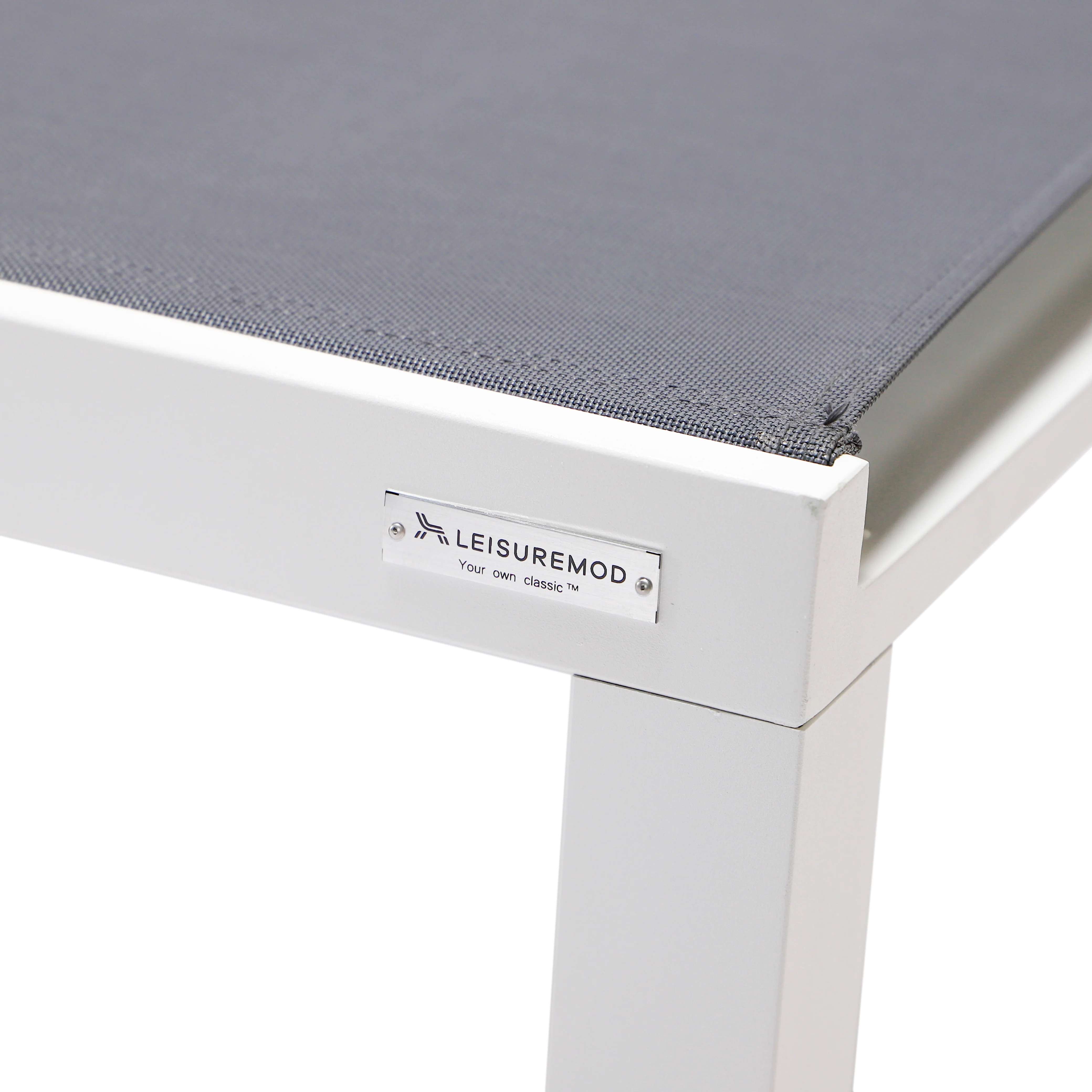 Marlin Modern White Aluminum Outdoor Patio Chaise Lounge Chair with Square Fire Pit Side Table Perfect for Patio, Lawn, and Garden