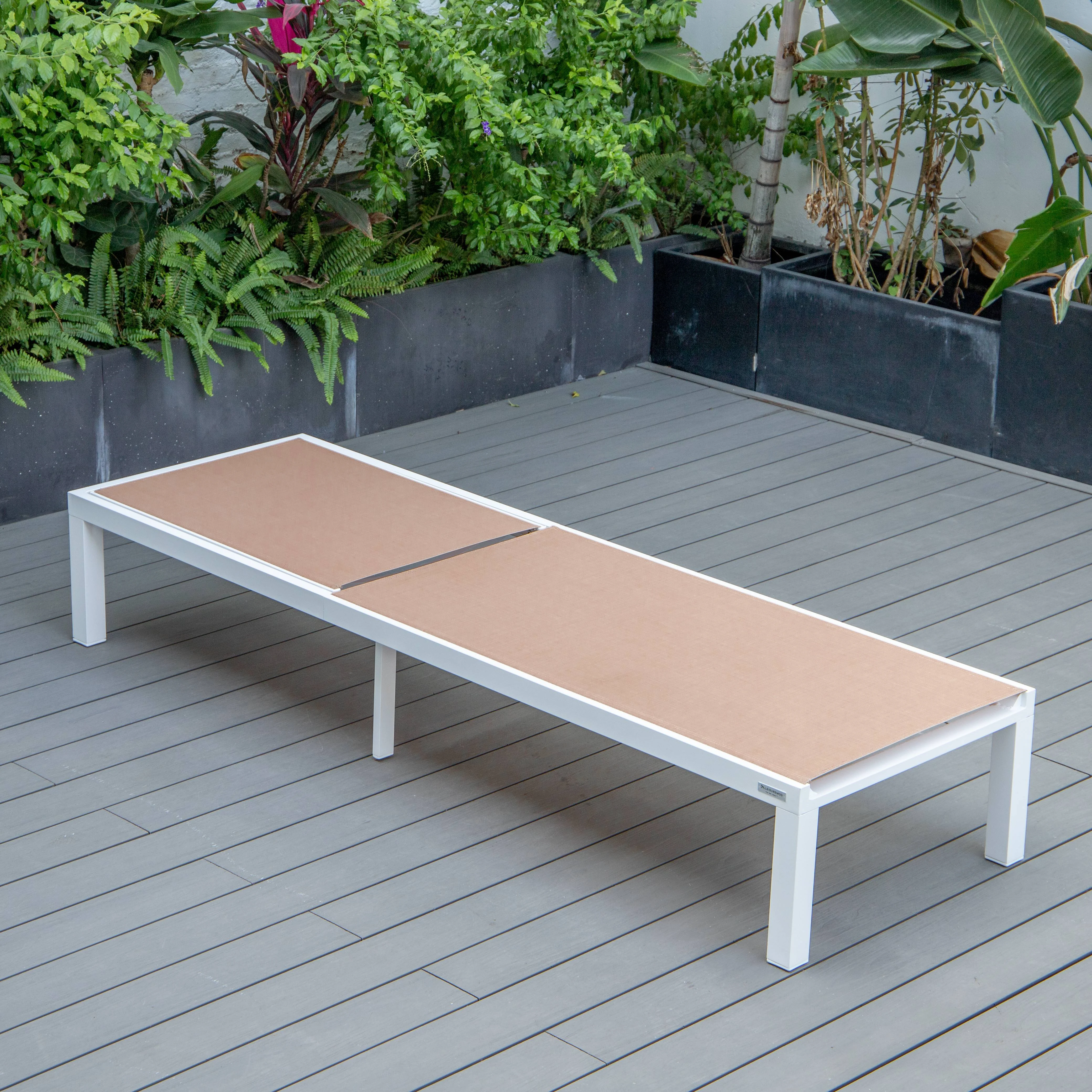 Marlin Modern Aluminum Outdoor Patio Chaise Lounge Chair Set of 2 with Square Fire Pit Side Table Perfect for Patio, Lawn, and Garden