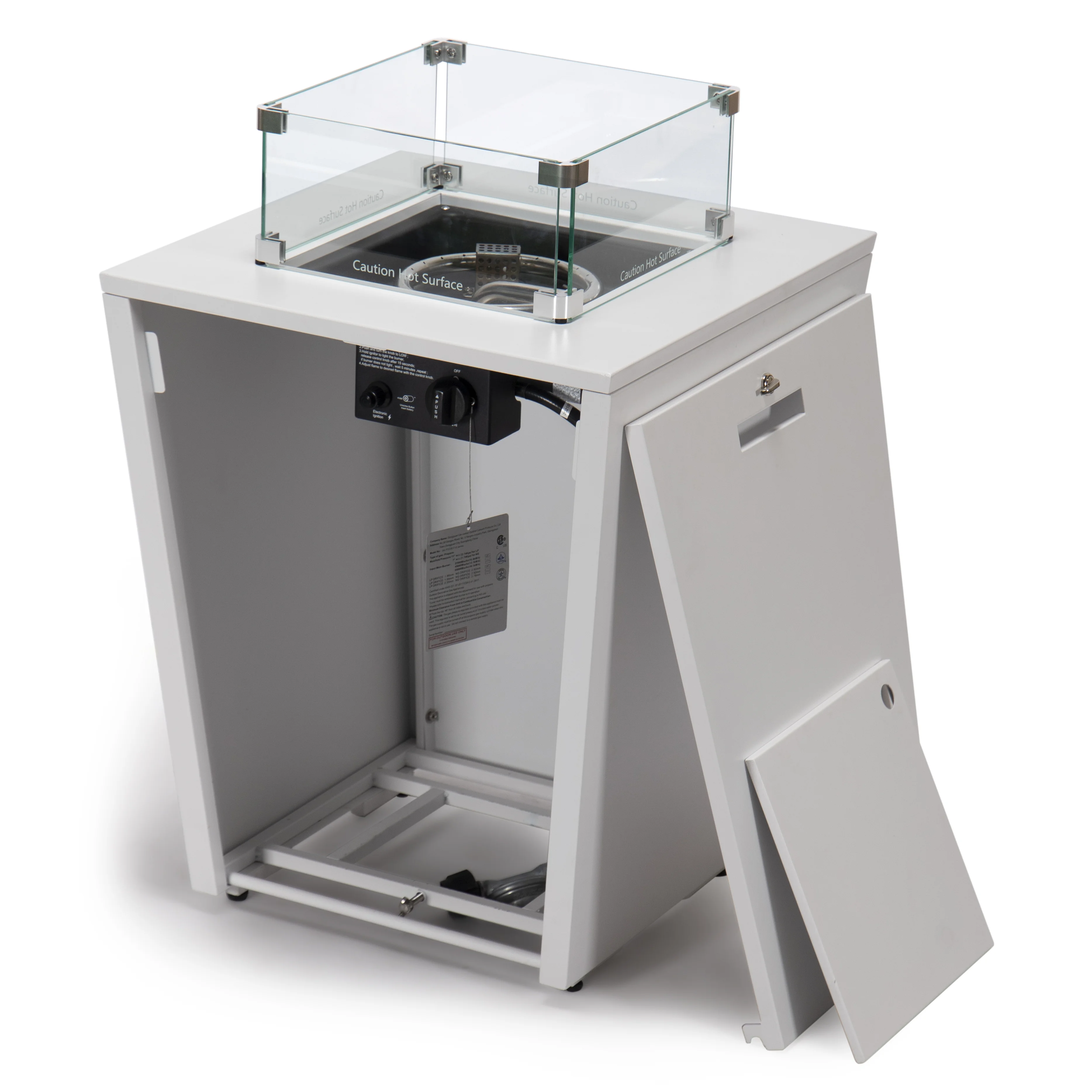 Marlin Modern Aluminum Outdoor Patio Chaise Lounge Chair Set of 2 with Square Fire Pit Side Table Perfect for Patio, Lawn, and Garden