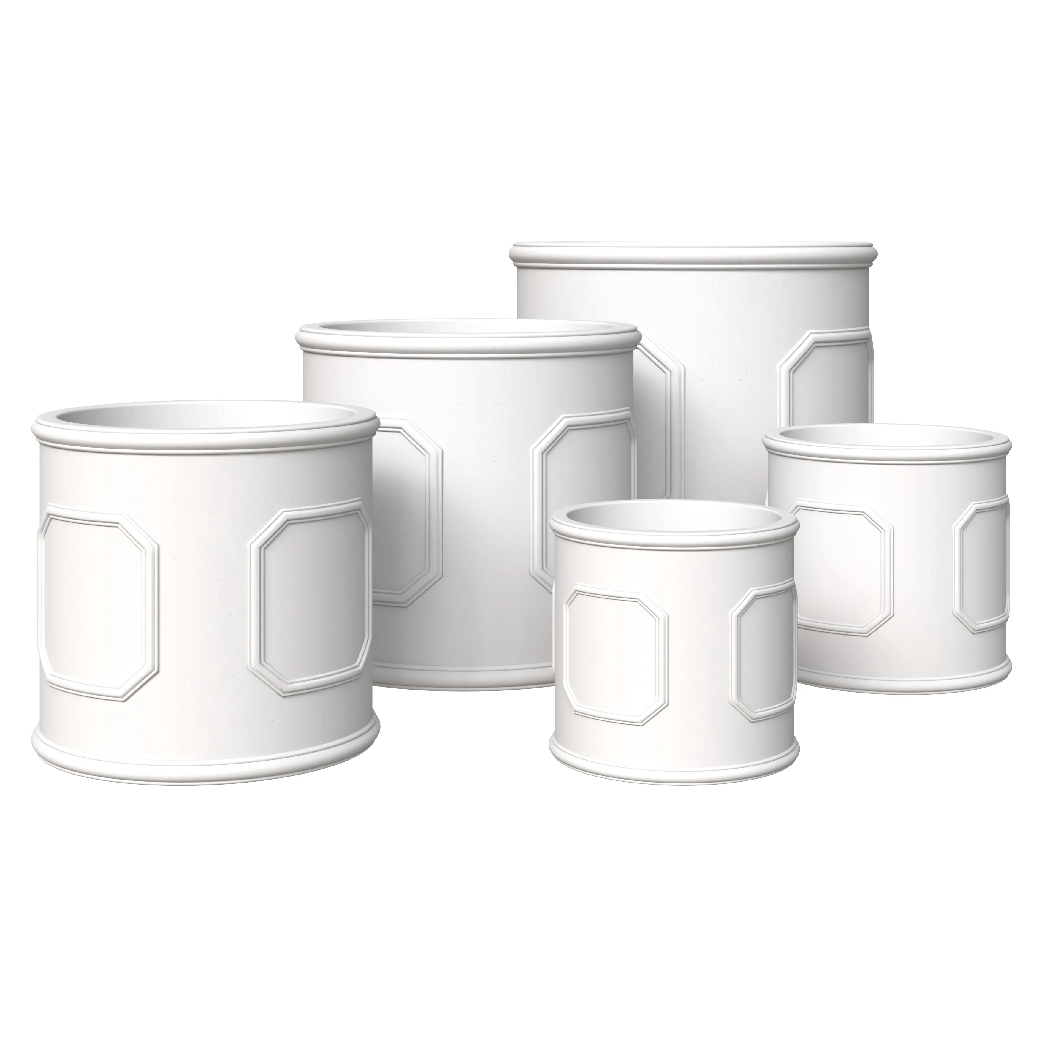 Meadow Series Poly Stone Planter Set in White