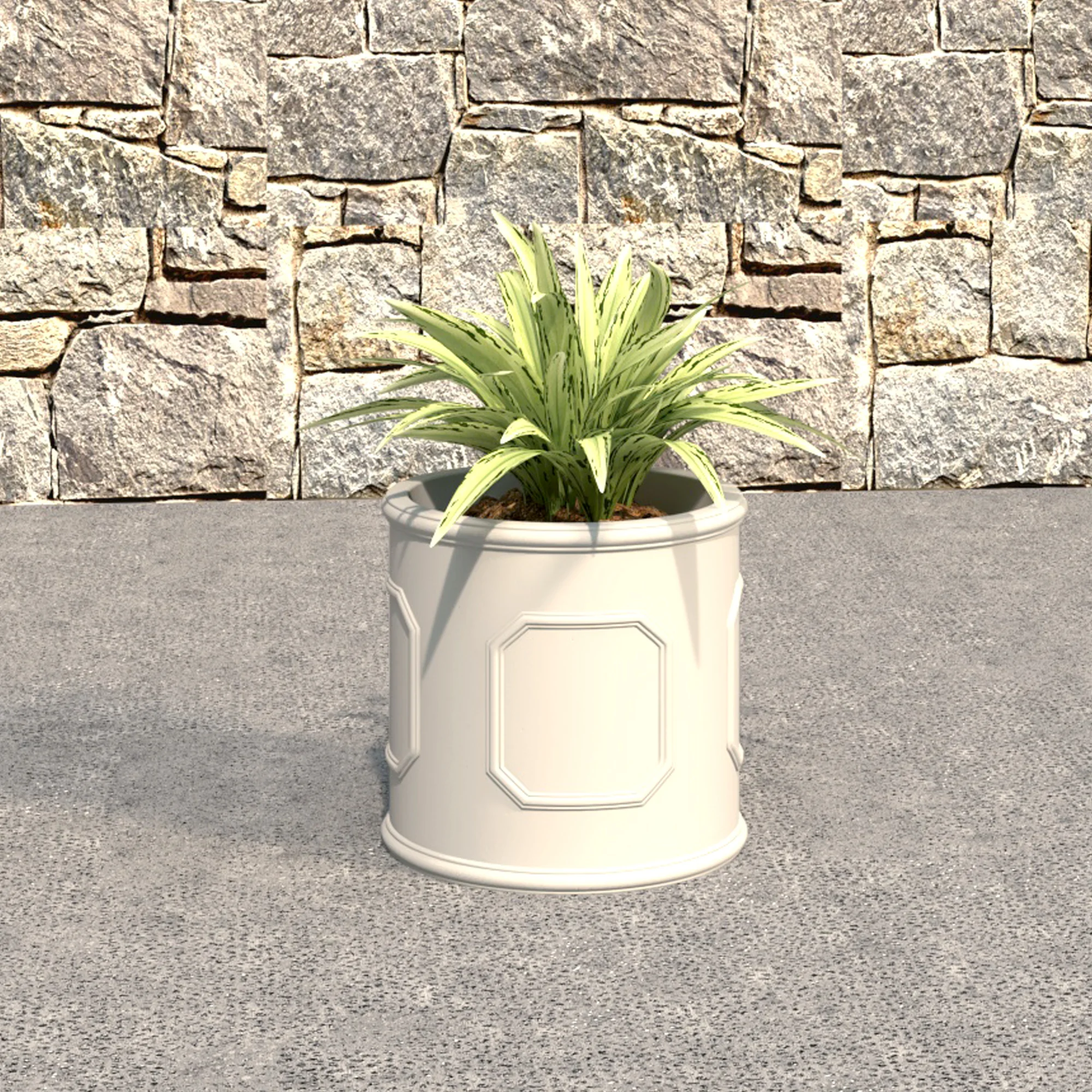 Meadow Series Fiber Stone Planter in White 10.6" Dia, 10.6" HIgh