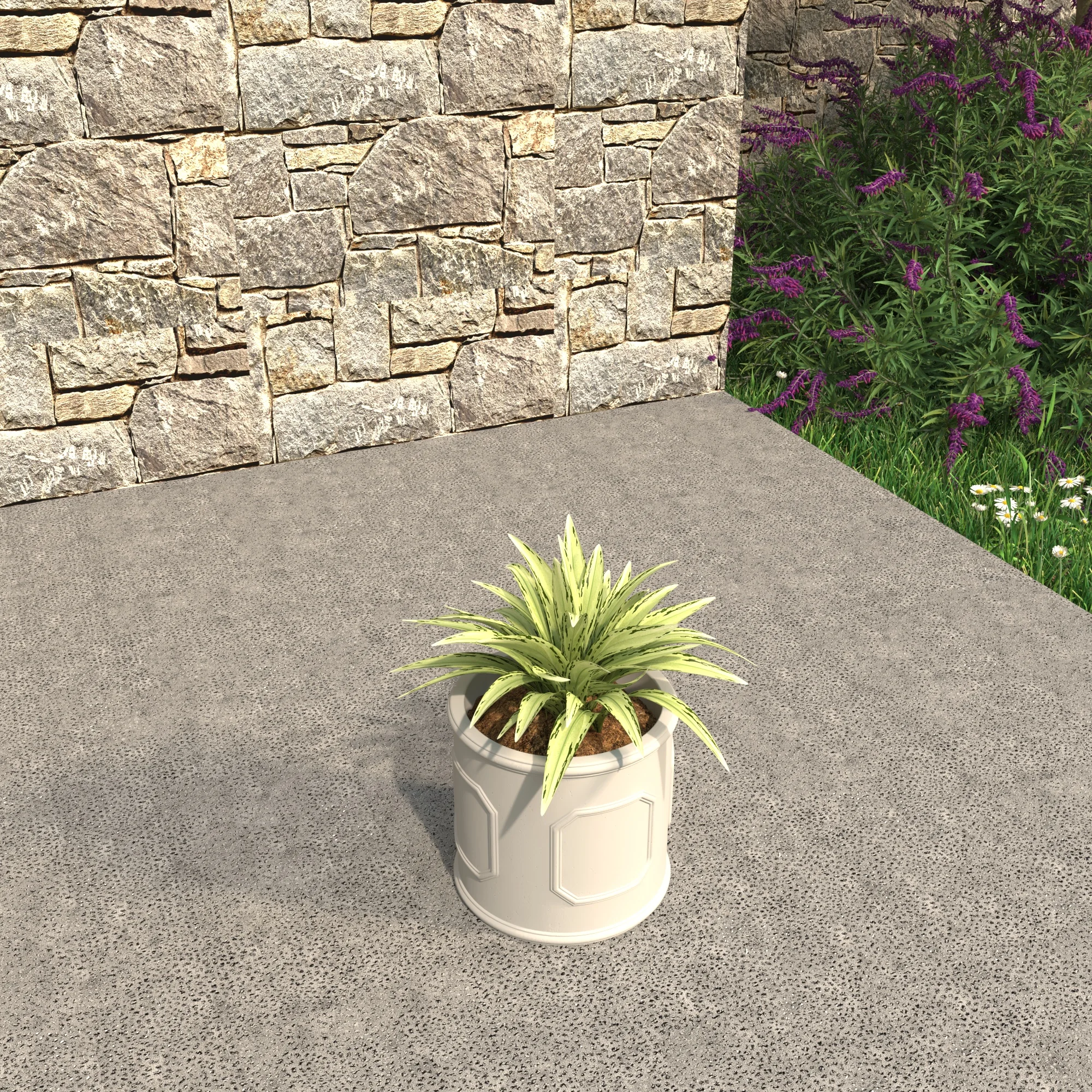 Meadow Series Fiber Stone Planter in White 10.6" Dia, 10.6" HIgh