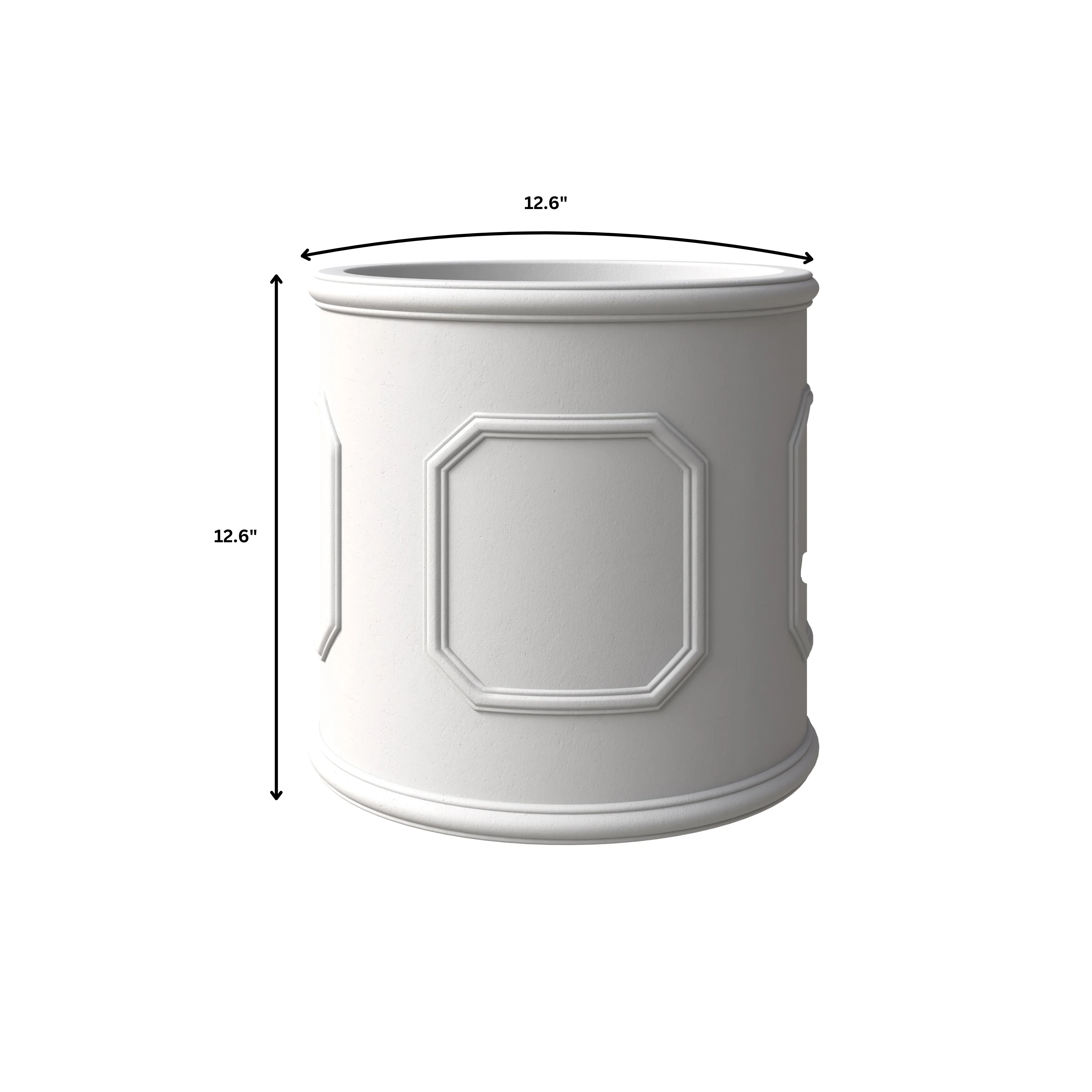Meadow Series Fiber Stone Planter in White 12.6" Dia, 12.6" HIgh