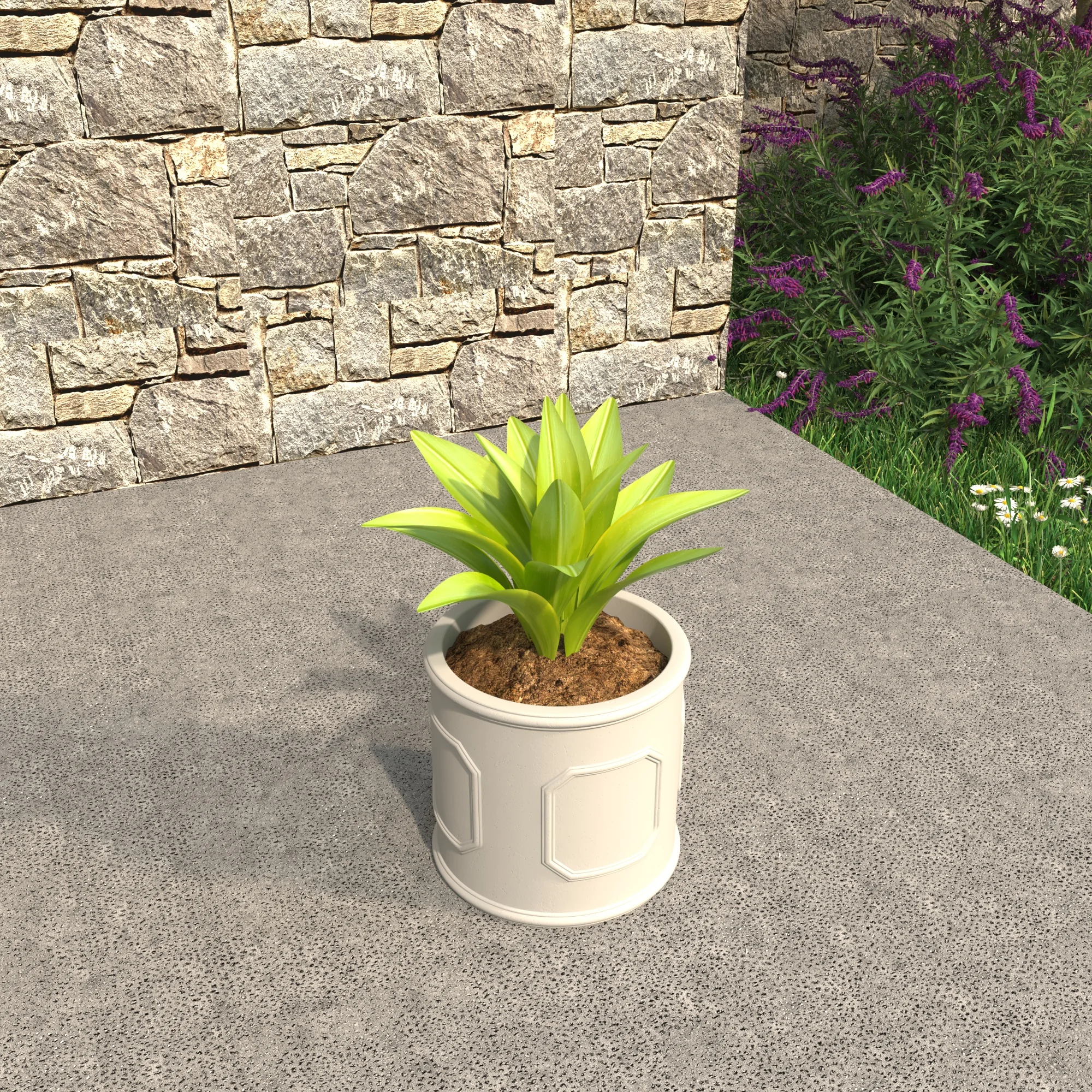 Meadow Series Fiber Stone Planter in White 12.6" Dia, 12.6" HIgh