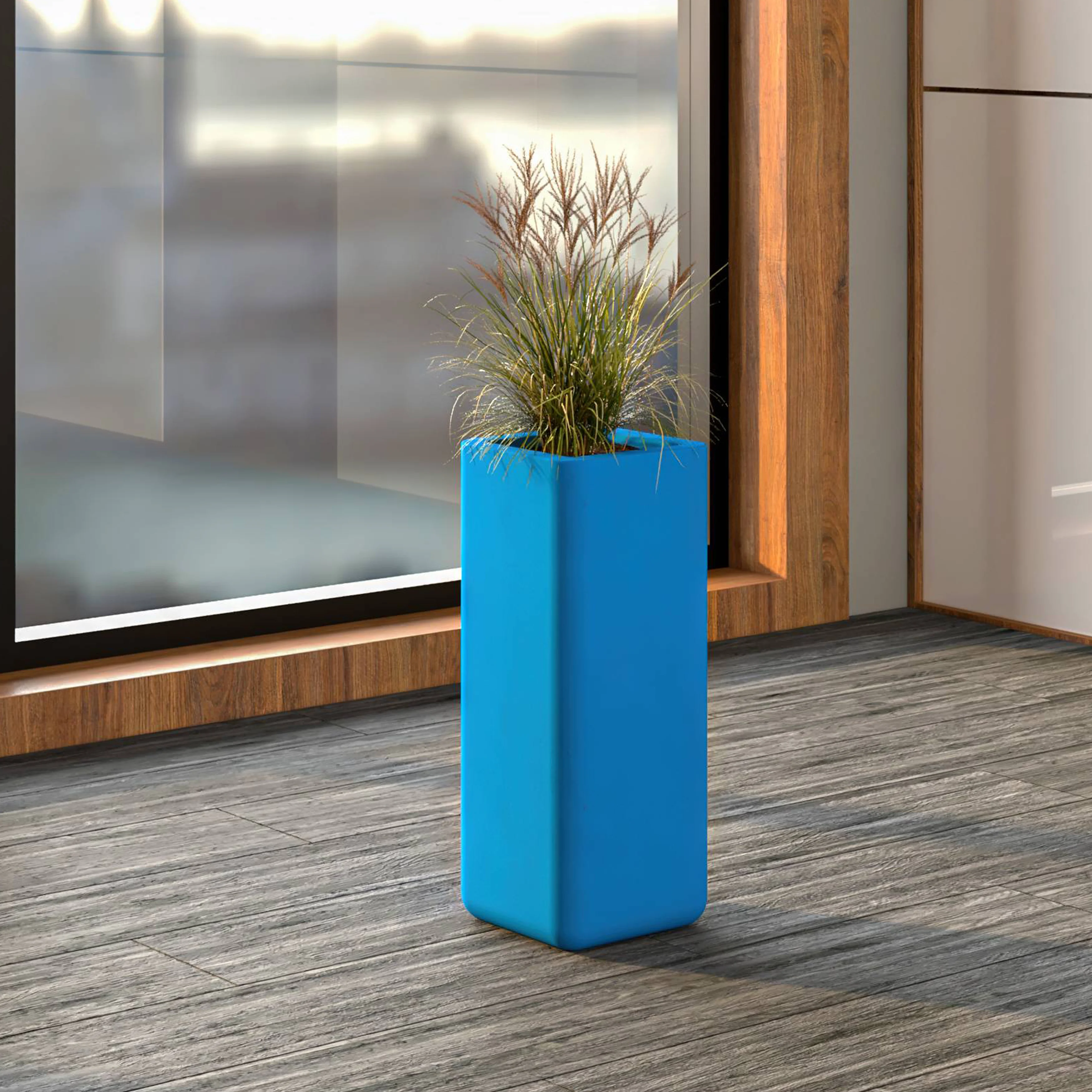 Marquee Series Poly Stone Planter in Blue 7.9" x 7.9" 19.7" high