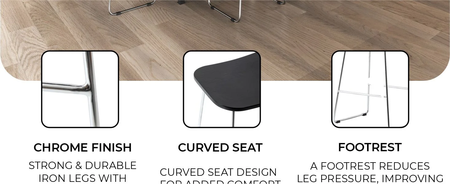 Melrose Modern Wood Counter Stool With Chrome Frame