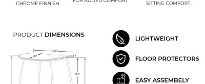 Melrose Modern Wood Counter Stool With Chrome Frame