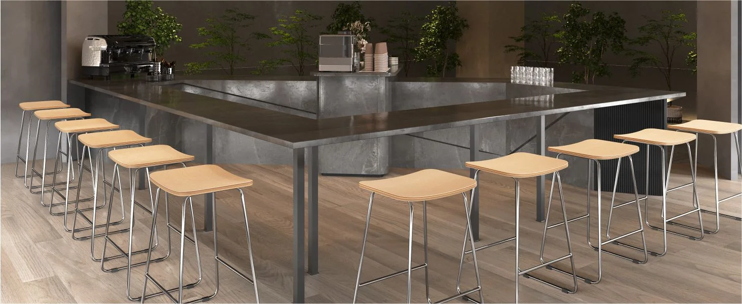 Melrose Modern Wood Counter Stool With Chrome Frame