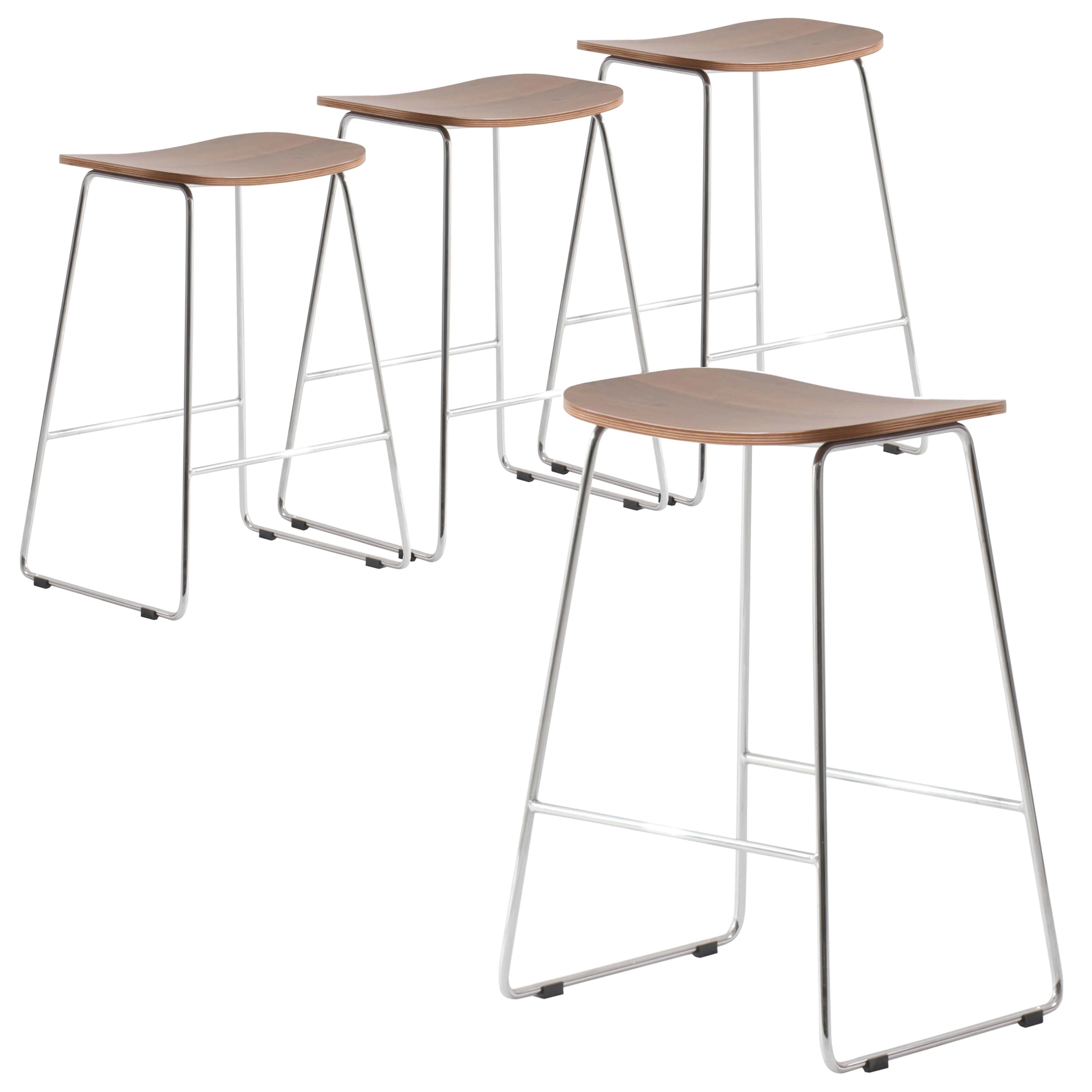Melrose Modern Wood Counter Stool With Chrome Frame