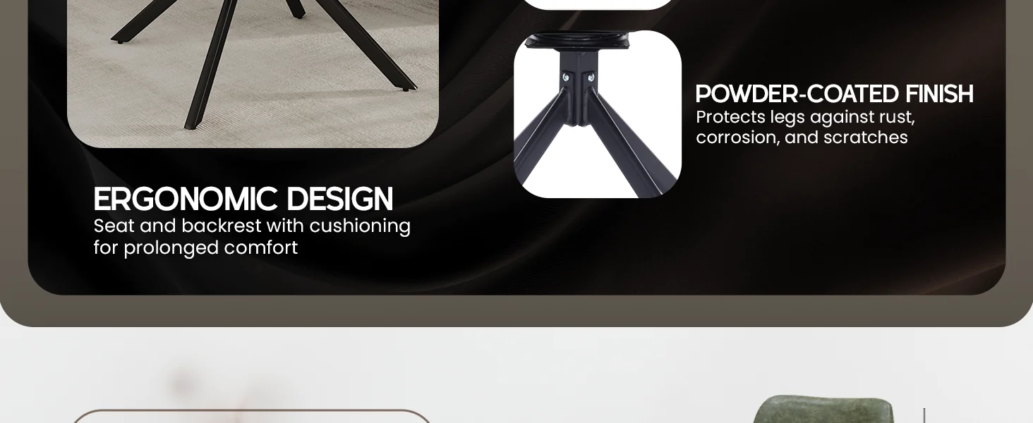 Markley Modern Leather Swival Dining Chair With Metal Legs in Green