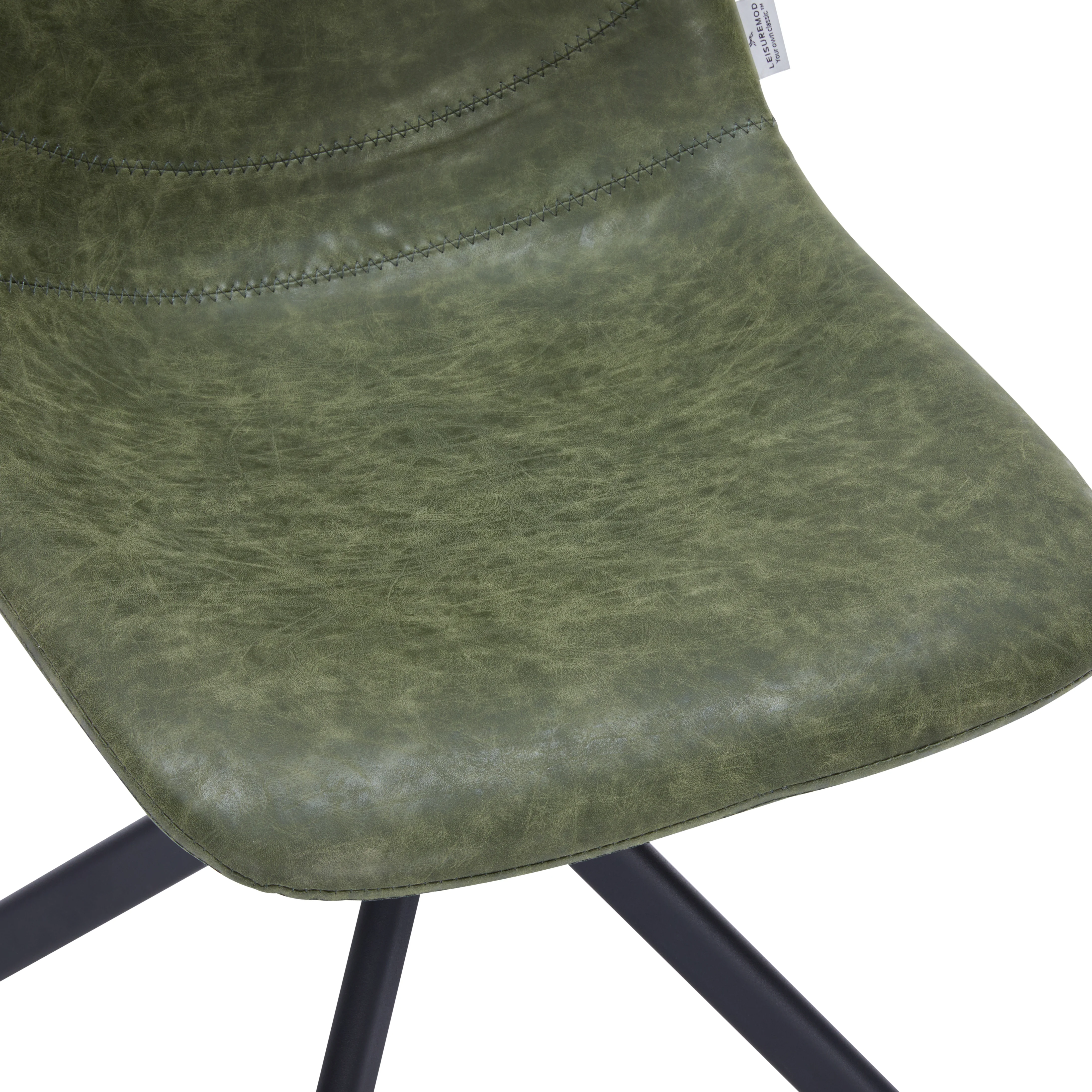 Markley Modern Leather Swival Dining Chair With Metal Legs in Green