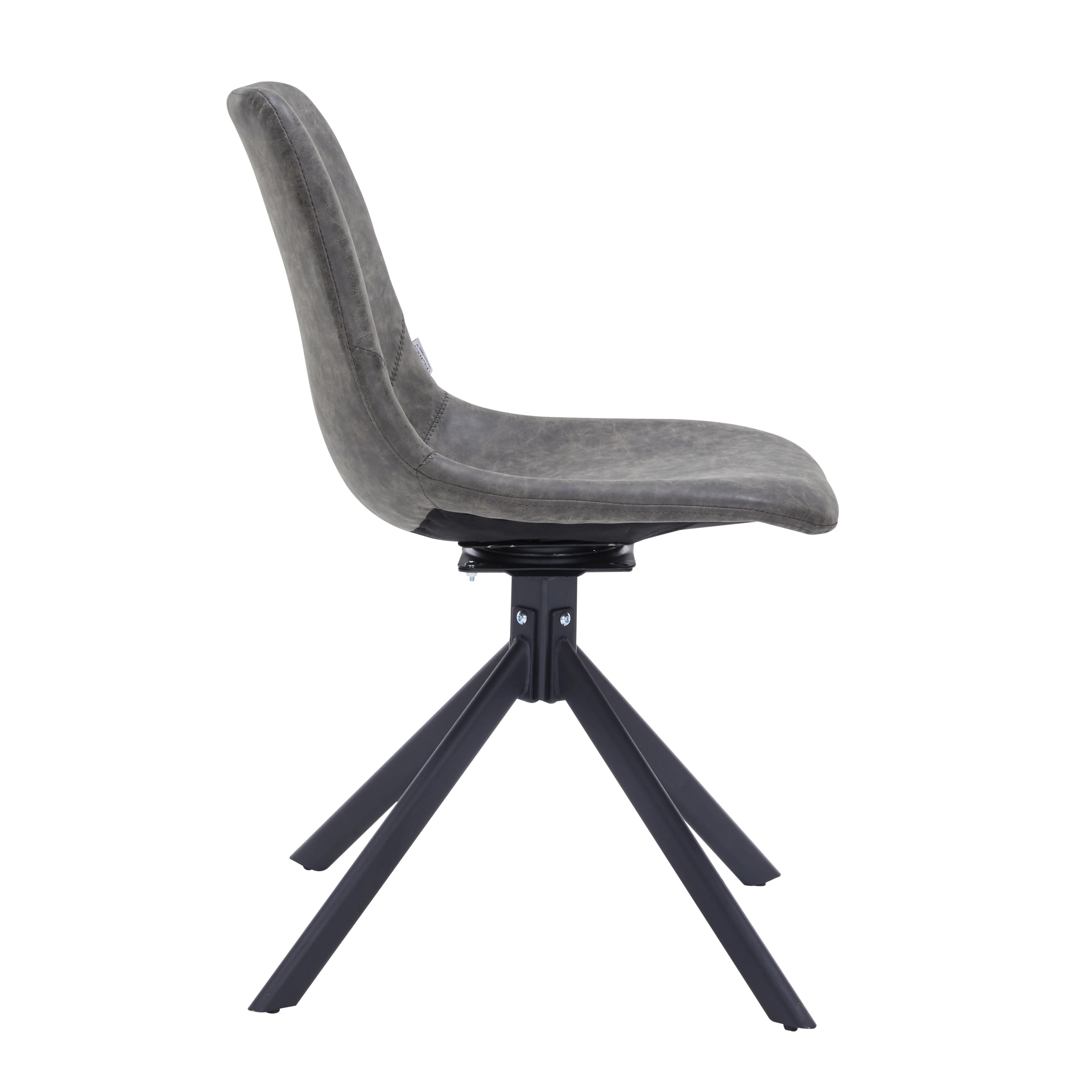 Markley Modern Leather Swival Dining Chair With Metal Legs in Grey