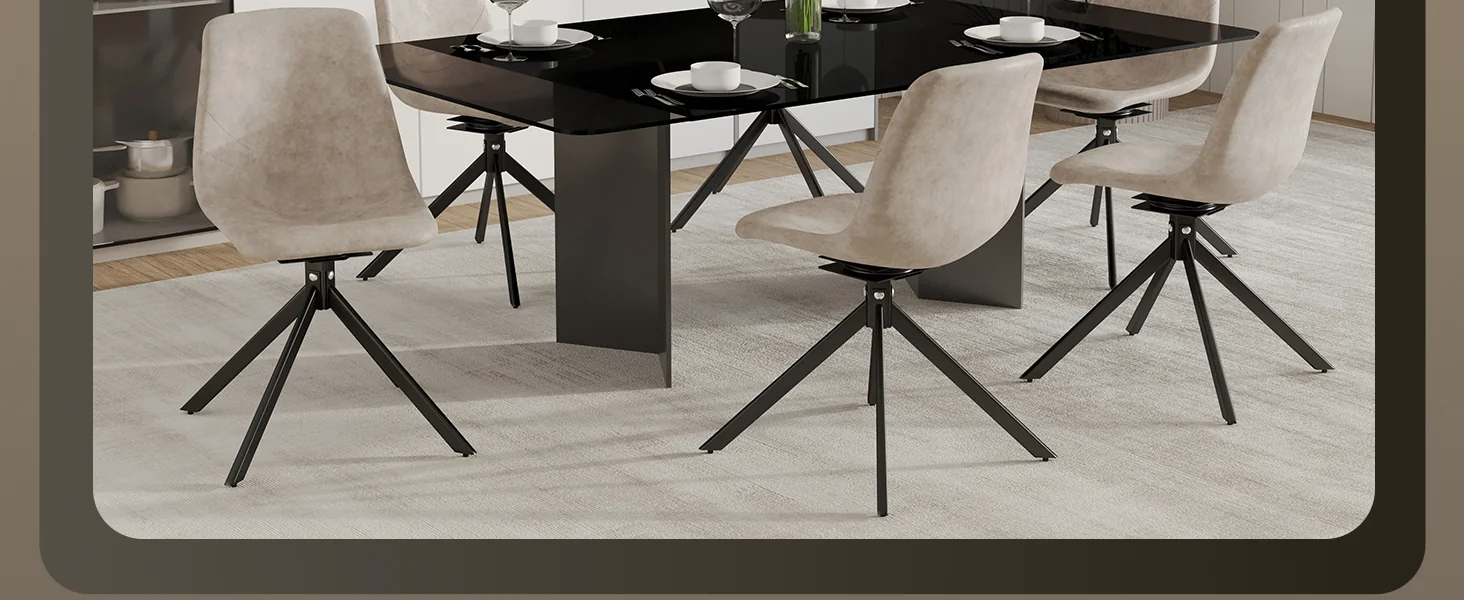 Markley Modern Leather Swival Dining Chair With Metal Legs in Taupe