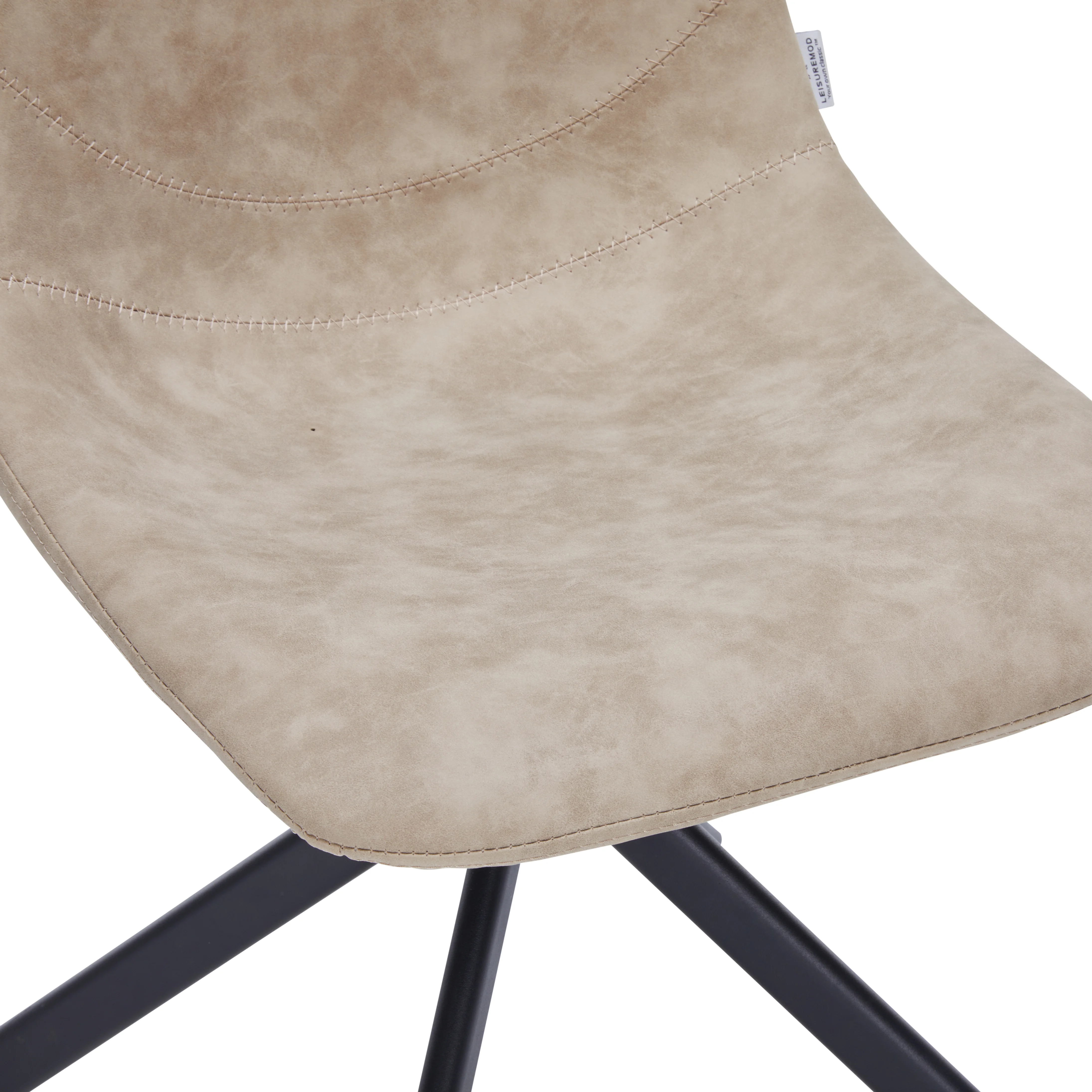 Markley Modern Leather Swival Dining Chair With Metal Legs in Taupe