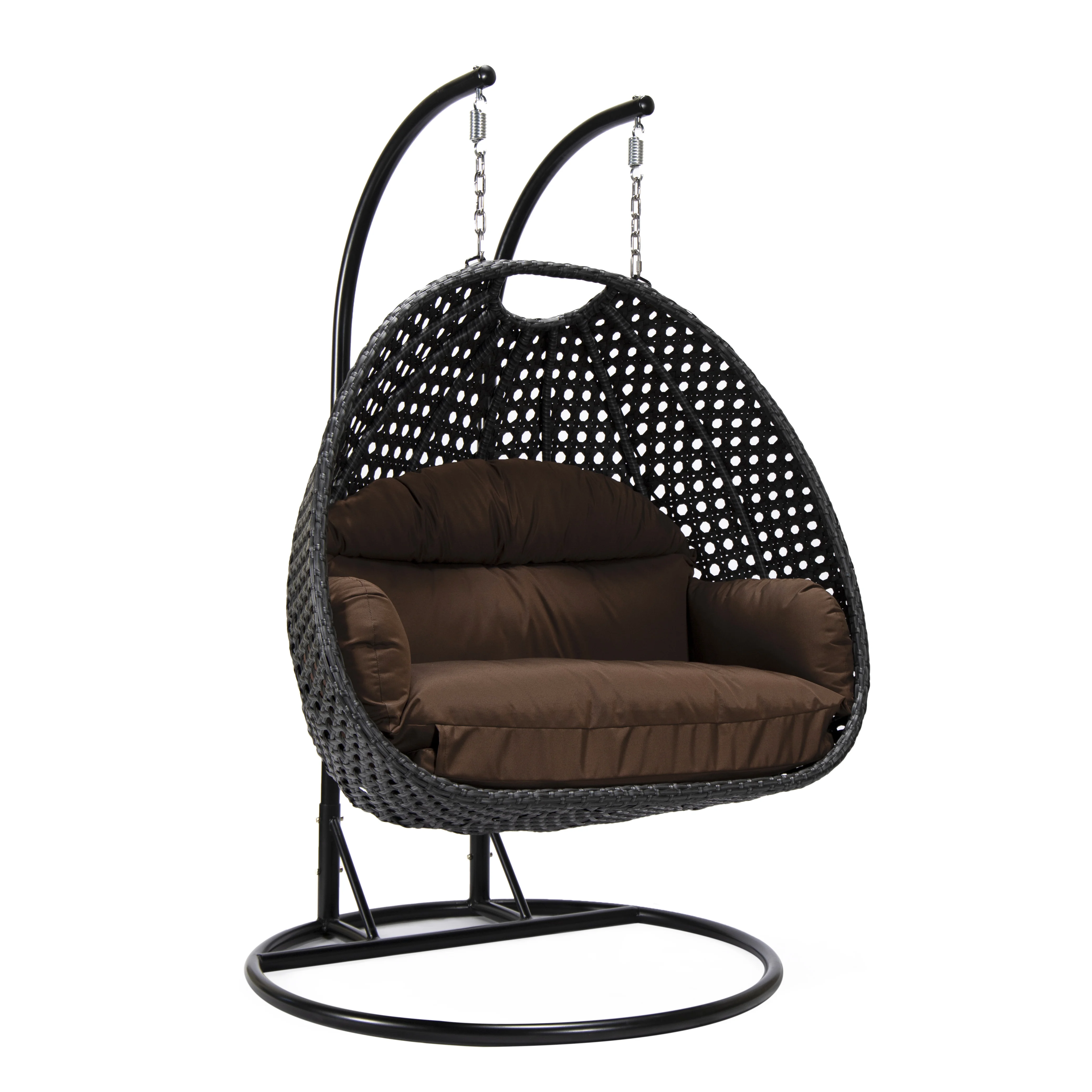 Mendoza Charcoal Wicker Hanging 2 person Egg Swing Chair