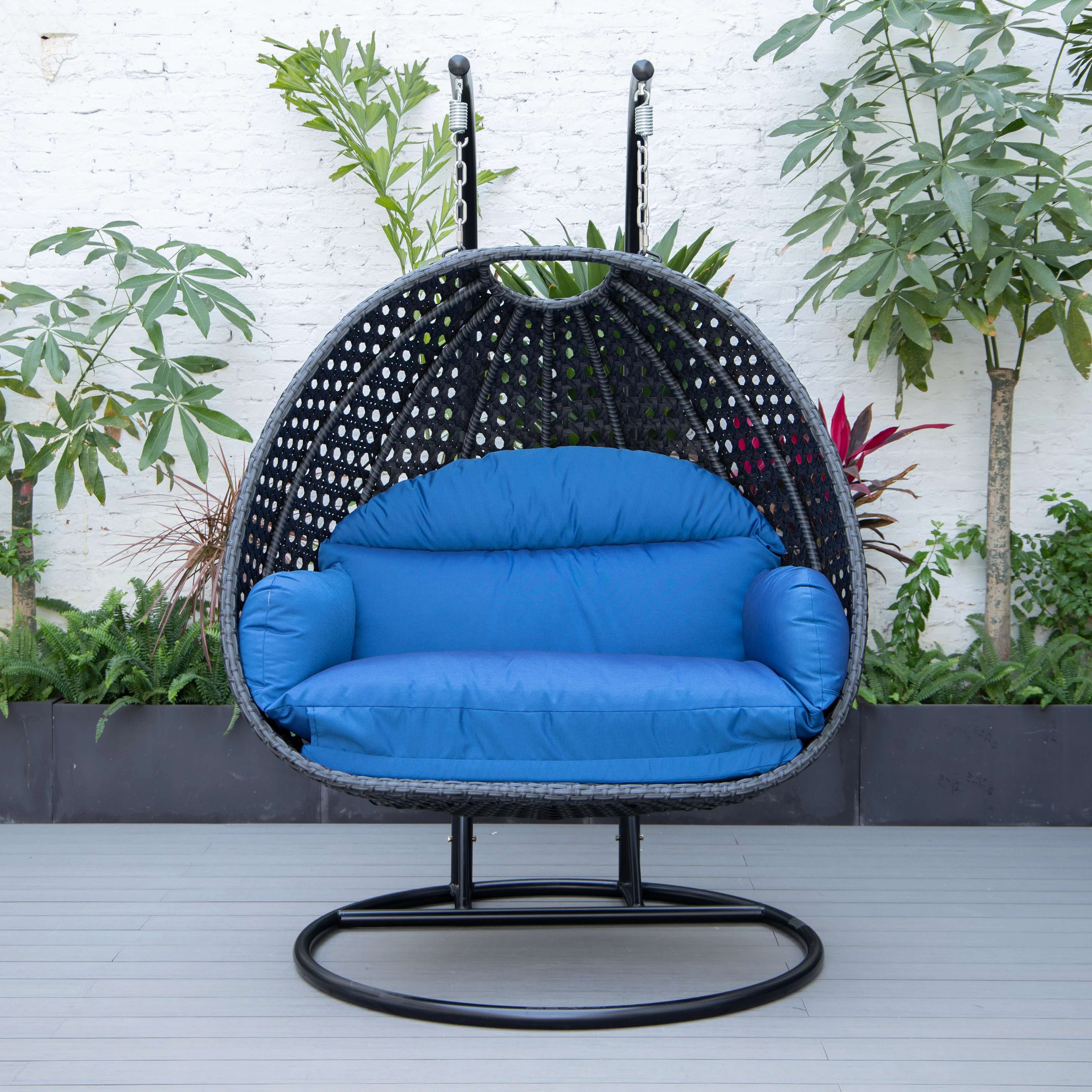 Mendoza Charcoal Wicker Hanging 2 person Egg Swing Chair