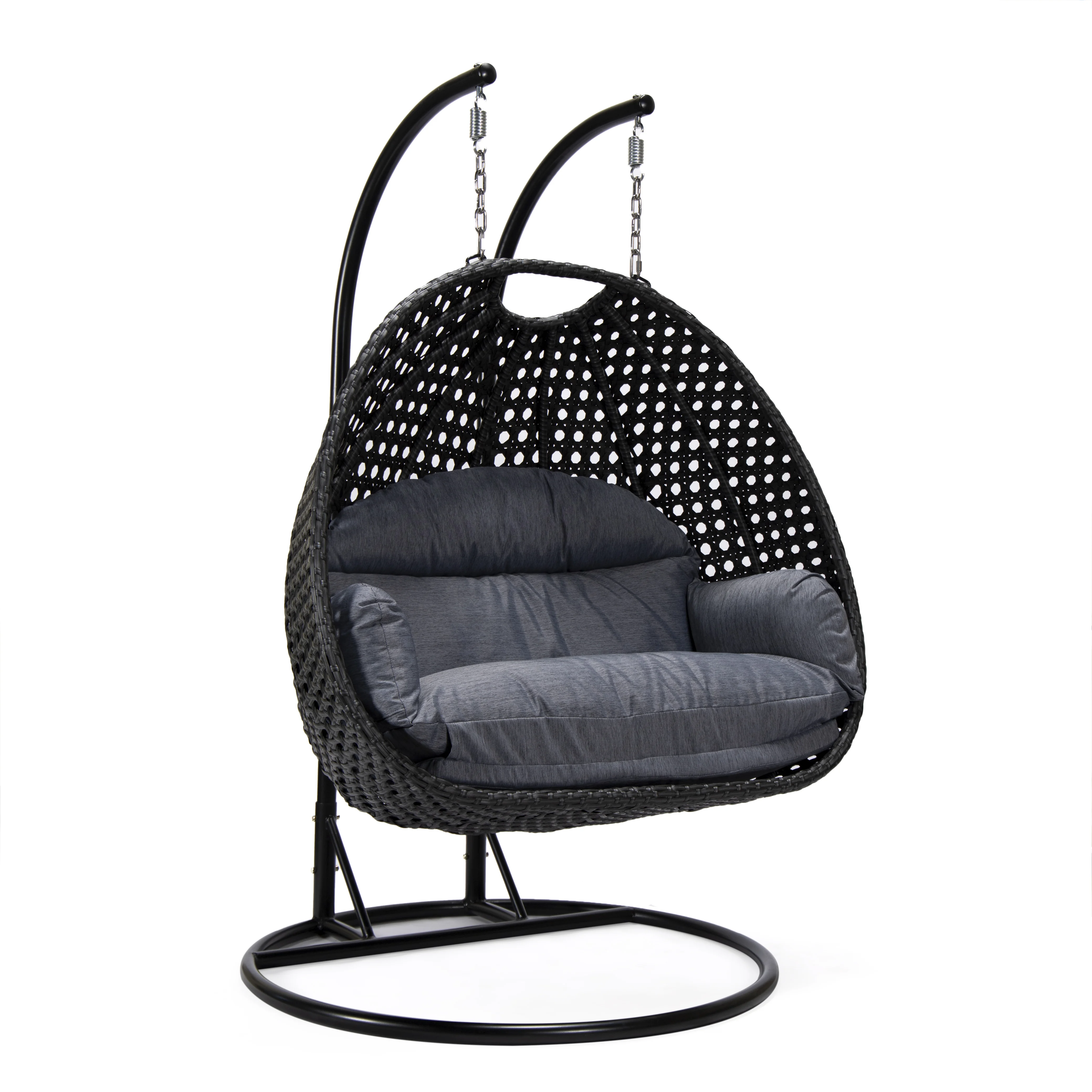 Mendoza Charcoal Wicker Hanging 2 person Egg Swing Chair