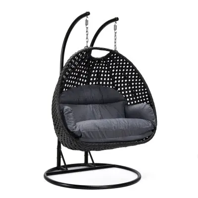 Mendoza Charcoal Wicker Hanging 2 person Egg Swing Chair